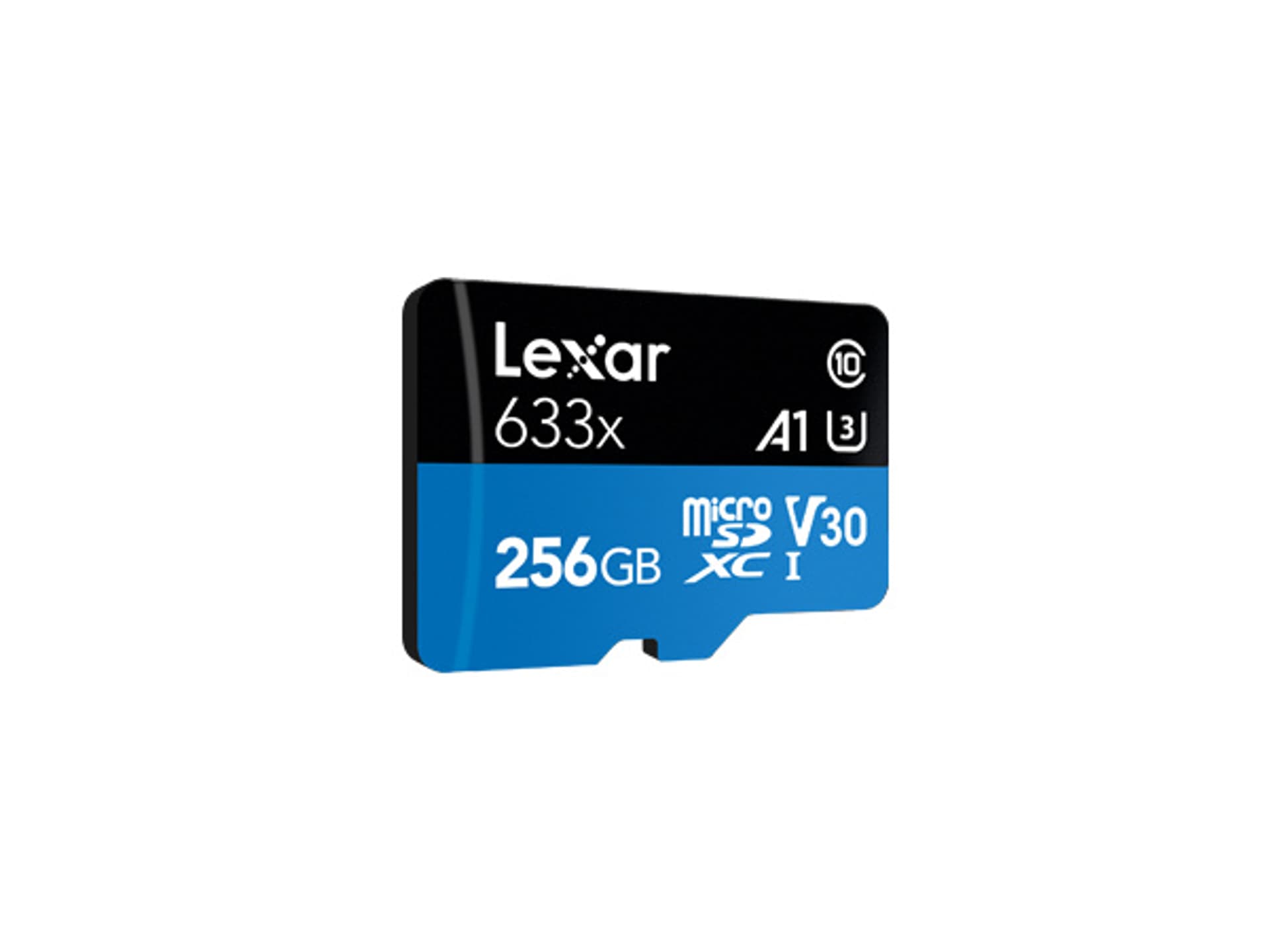 

Lexar High-Performance 633x UHS-I micro SDXC, 256 GB, Class 10, U3, V30, A1, 45 MB/s, 100 MB/s