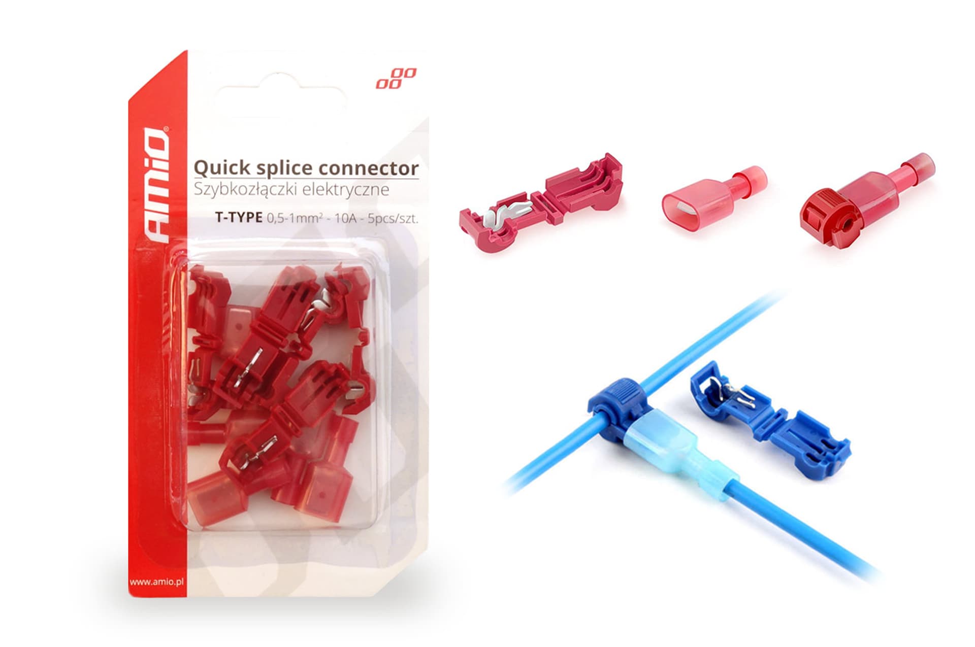 

Szybkozłączki elektryczne typ-t 0,5-1mm2 10a 5pcs blister