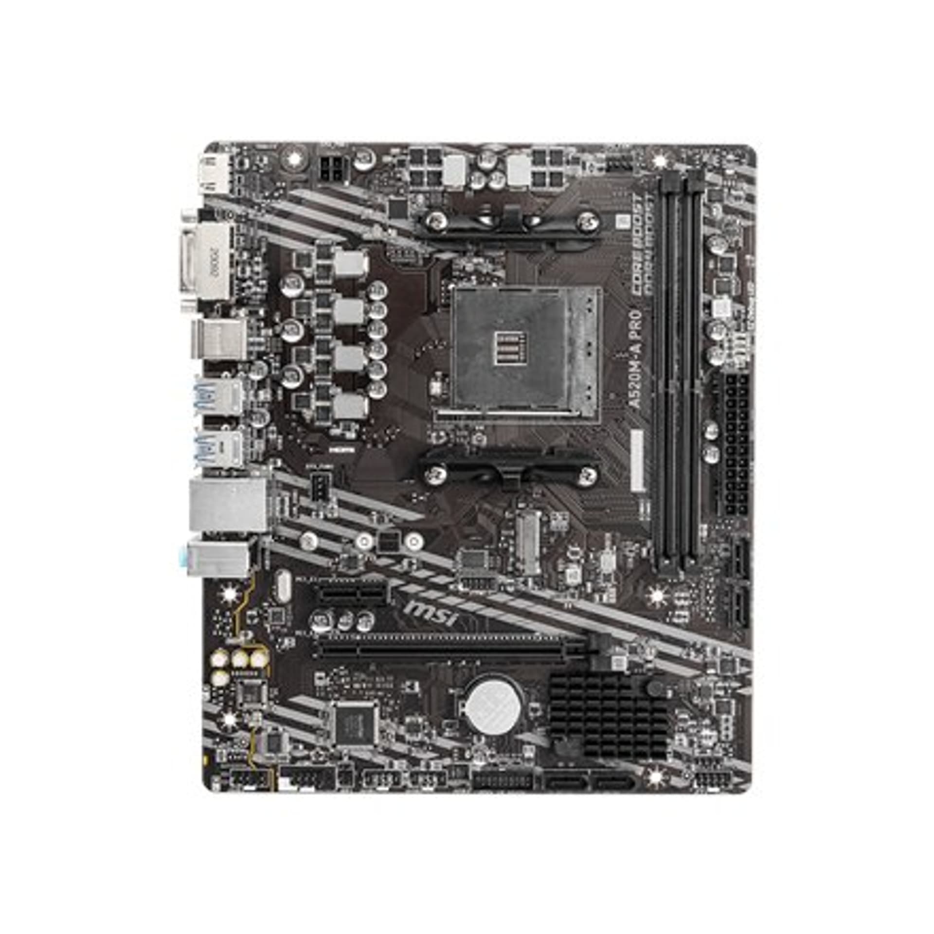 

MSI A520M-A PRO Processor family AMD, Processor socket AM4, DDR4, Memory slots 2, Chipset AMD A, Micro ATX