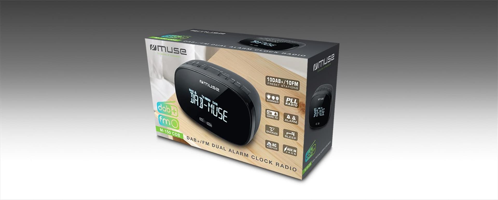 

Muse DAB+/FM Dual Alarm Clock Radio M-150 CDB Alarm function, AUX in, Black