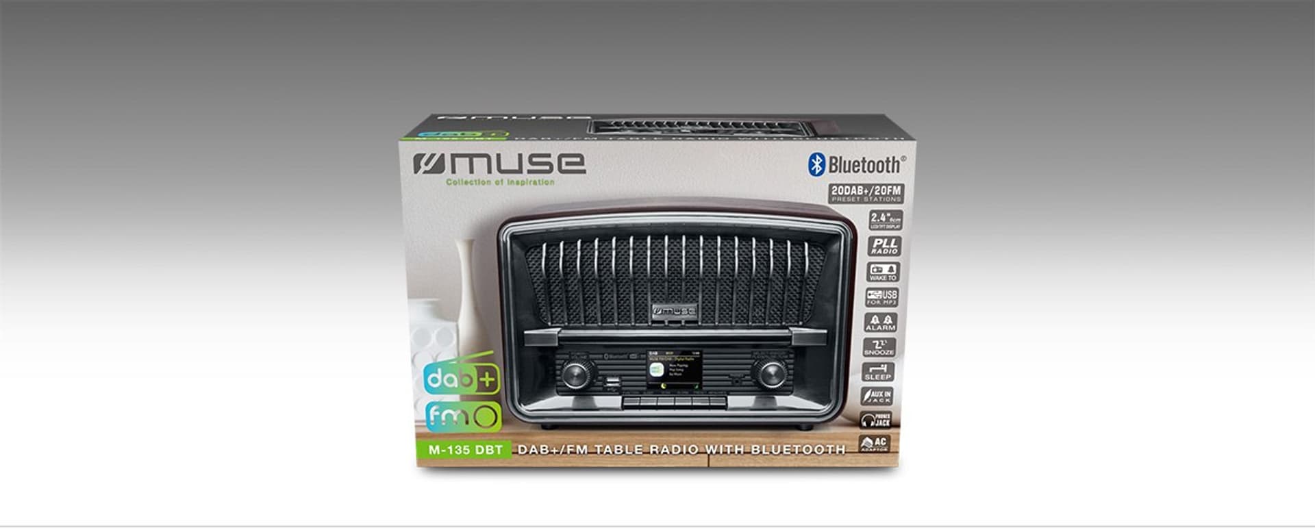 

Muse DAB+/FM Table Radio with Bluetooth M-135 DBT Alarm function, AUX in, Black