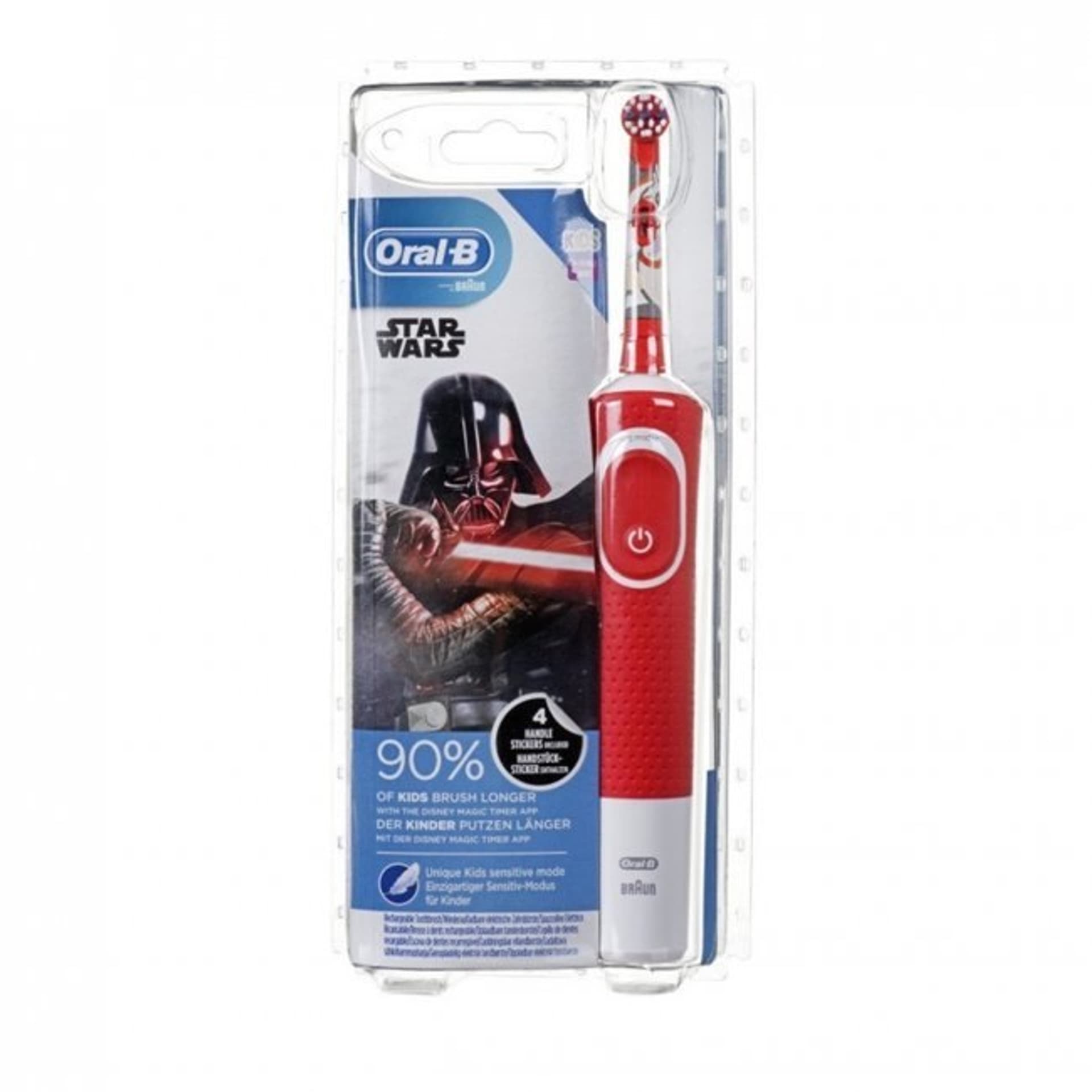 

Oral-B Star wars Electric Toothbrush D100 Rechargeable, For kids, Number of teeth brushing modes 2, Red/White
