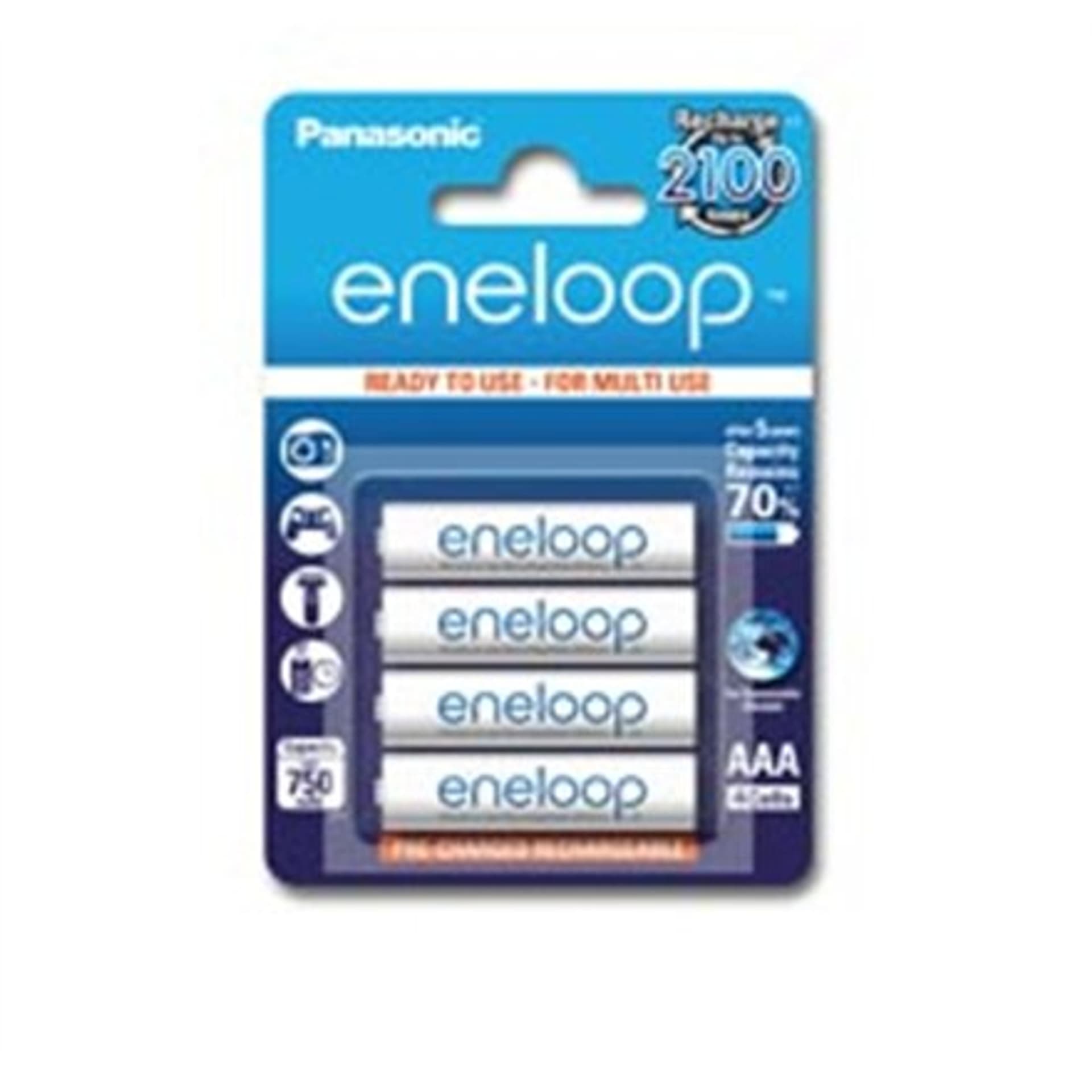 

Panasonic eneloop AAA/HR03, 750 mAh, Rechargeable Batteries Ni-MH, 4 pc(s)
