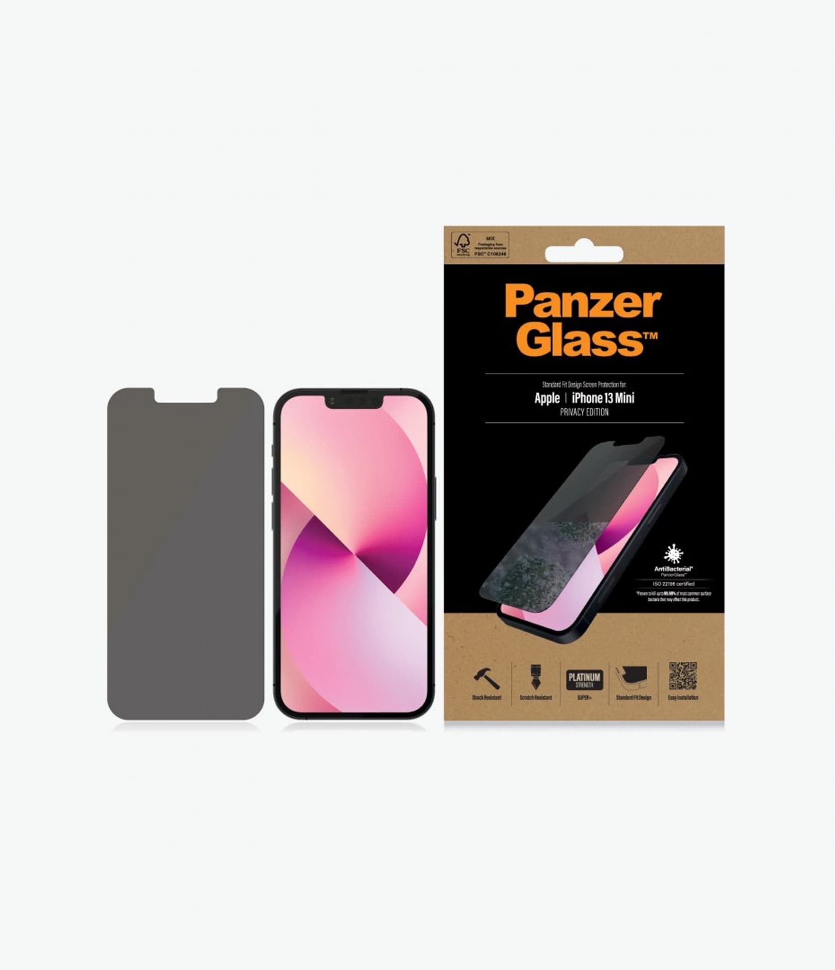 

PanzerGlass Apple, iPhone 13 Mini, Tempered glass, Black, Privacy Screen Protector