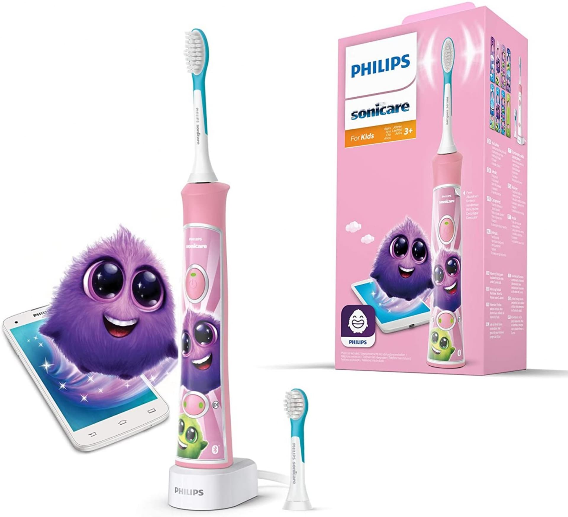 

Philips Electric toothbrush HX6352/42 Rechargeable, For kids, Number of teeth brushing modes 2, Sonic technology, Pink