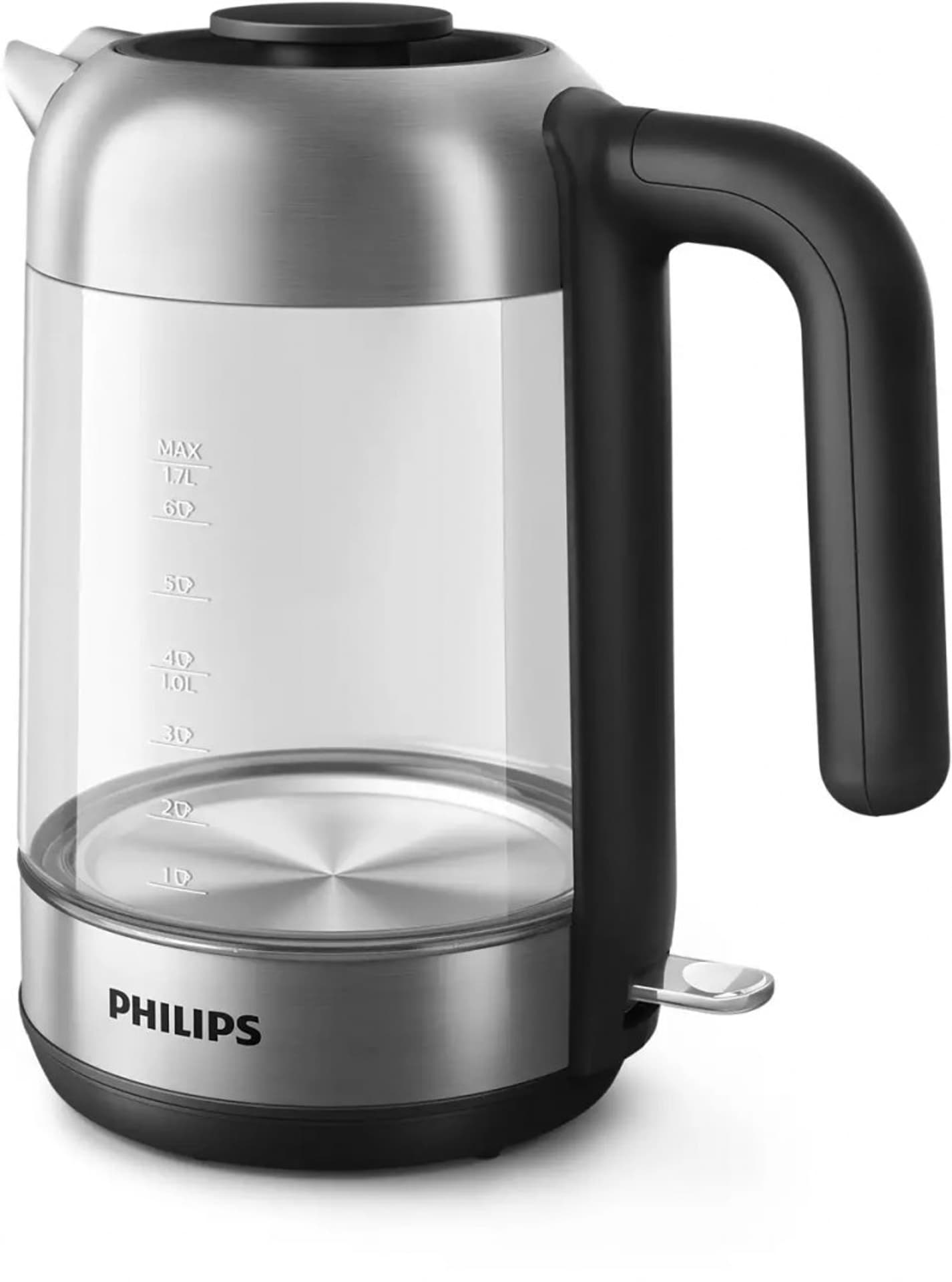 

Czajnik Philips HD9339/80 elektryczny, 2200 W, 1,7 l, stal nierdzewna/szkło, podstawa obrotowa 360°, czarno-srebrny