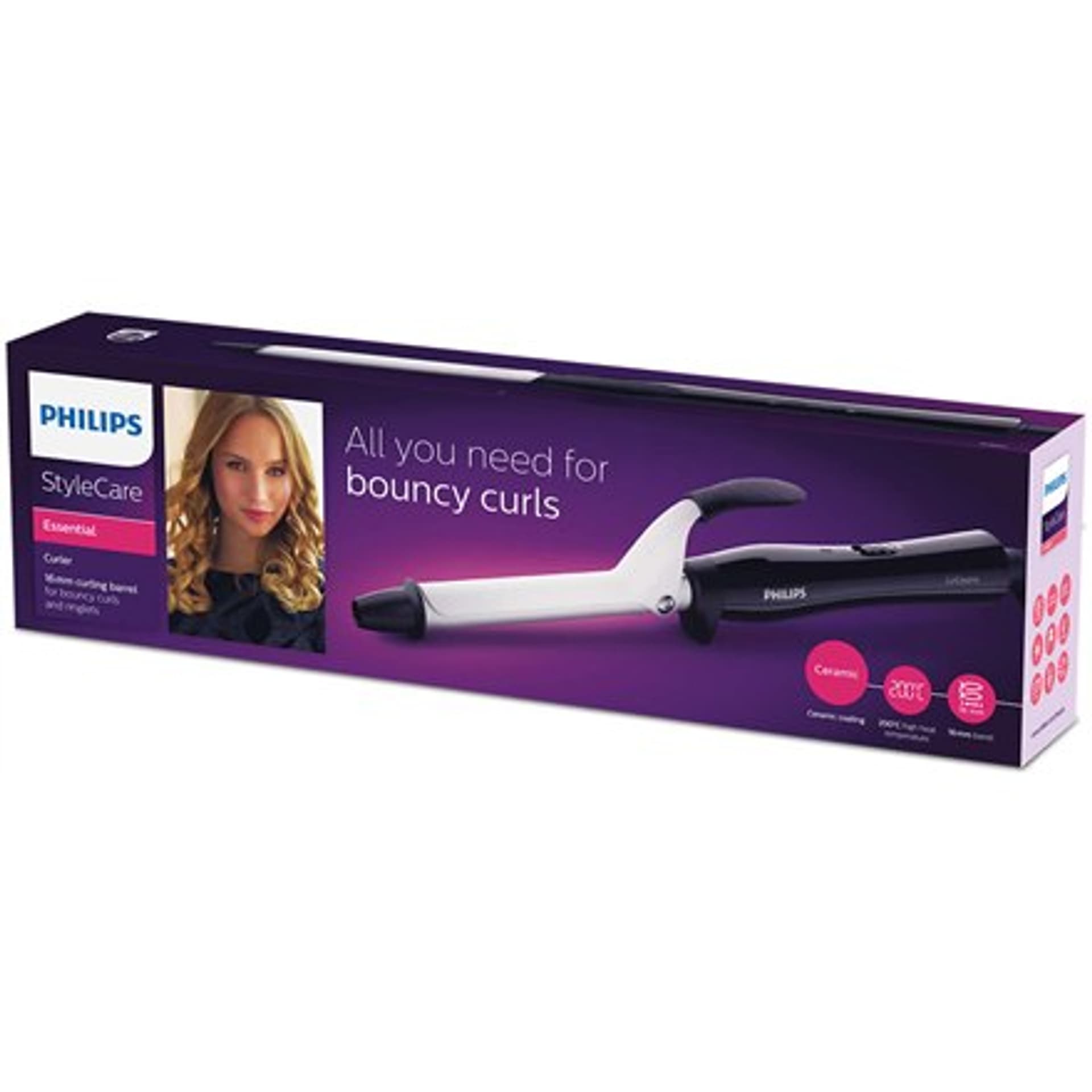 

Philips StyleCare Essential Curler BHB862/00 Gwarancja 24 miesiące, Ceramiczny system grzewczy, Średnica bębenka 16 mm, Temperat
