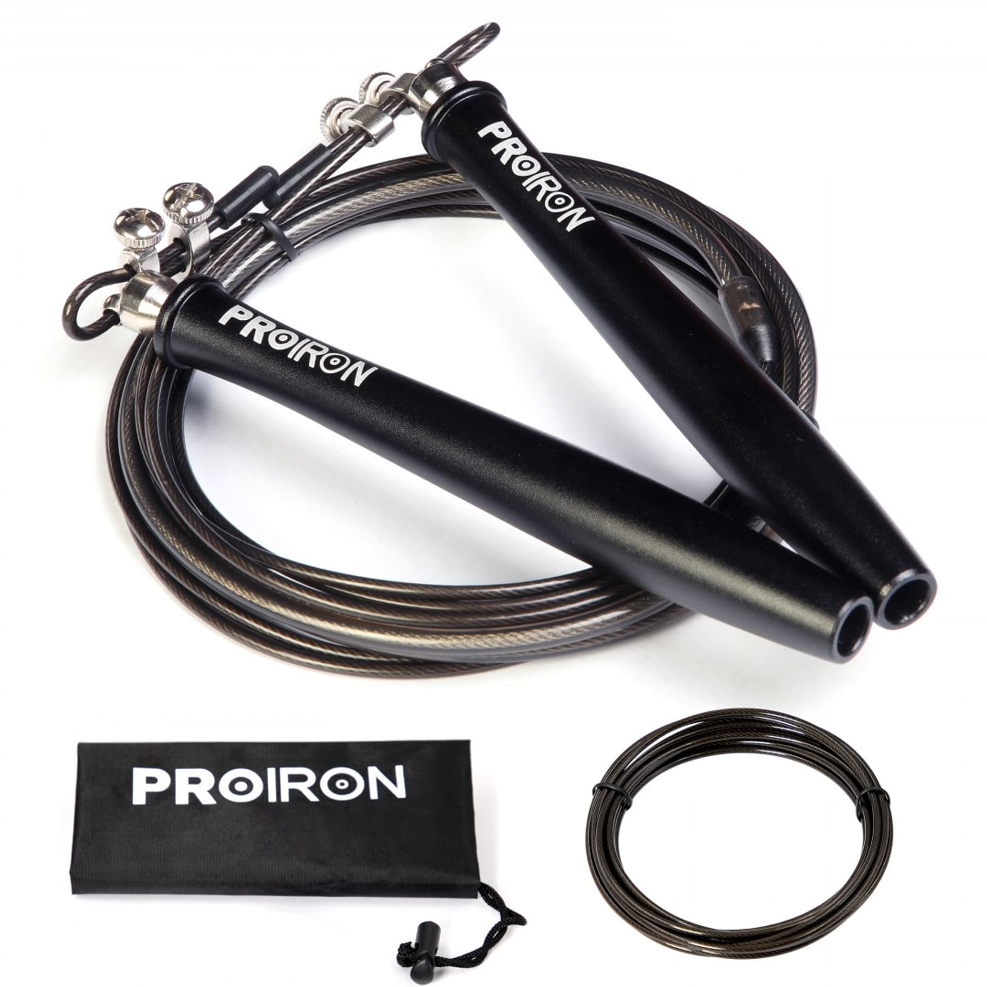 

PROIRON Speed Skipping Rope Black, Stalowa lina/Aluminium, 300 cm