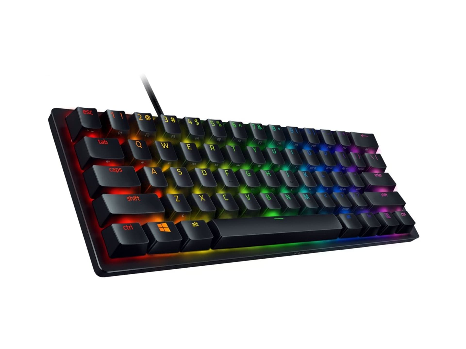 

Razer Huntsman Mini 60%, klawiatura gamingowa, Opto-Mechaniczna, oświetlenie LED RGB, NORD, czarna, przewodowa