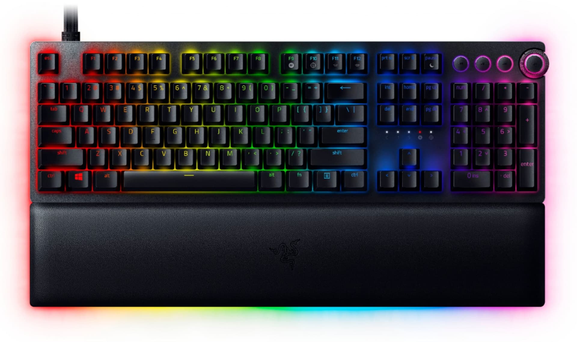 

Razer Huntsman V2 Optical Gaming Keyboard Gaming keyboard, RGB LED light, US, Wired, Black, Clicky Purple Switch, Numeric keypad