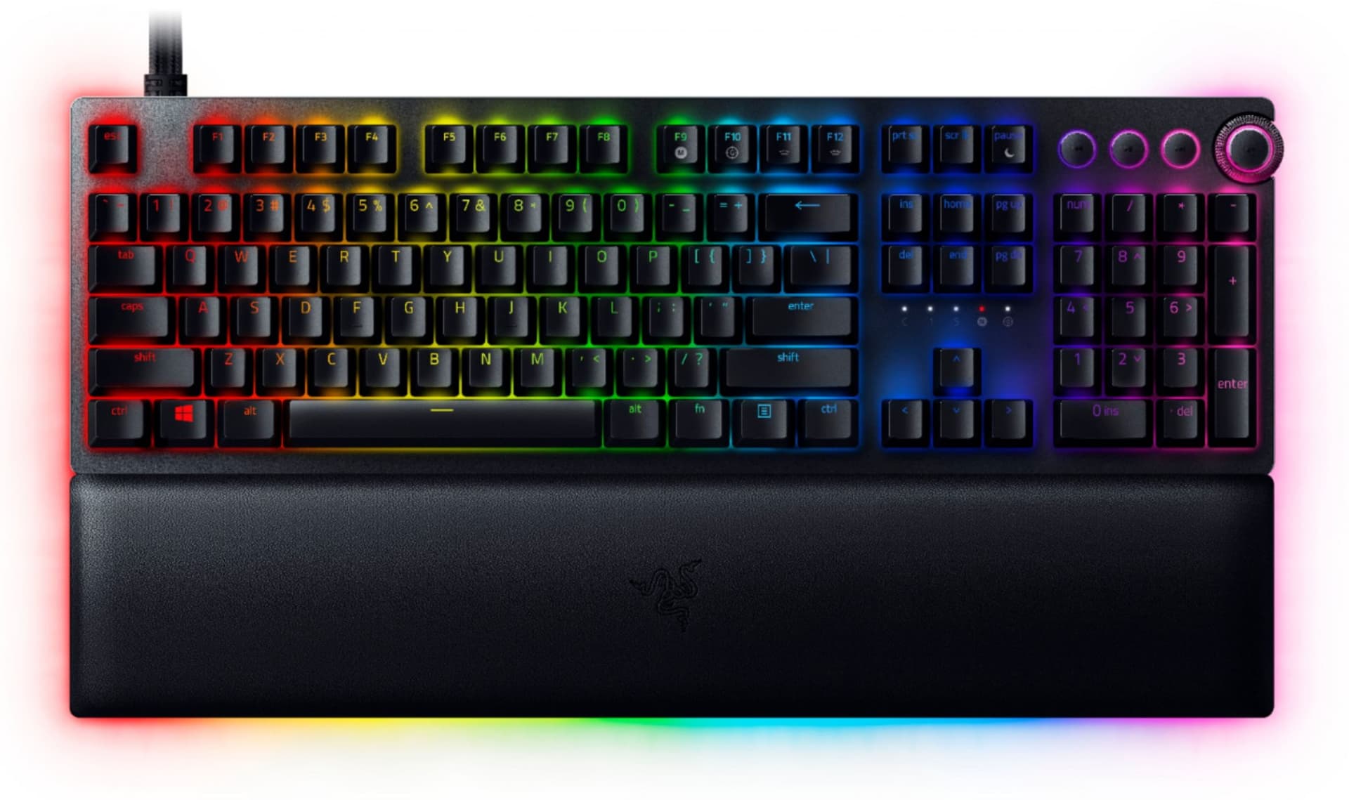 

Razer Huntsman V2 Optyczna klawiatura do gier RGB LED light, US, przewodowa, liniowy czerwony przełącznik, klawiatura numeryczna