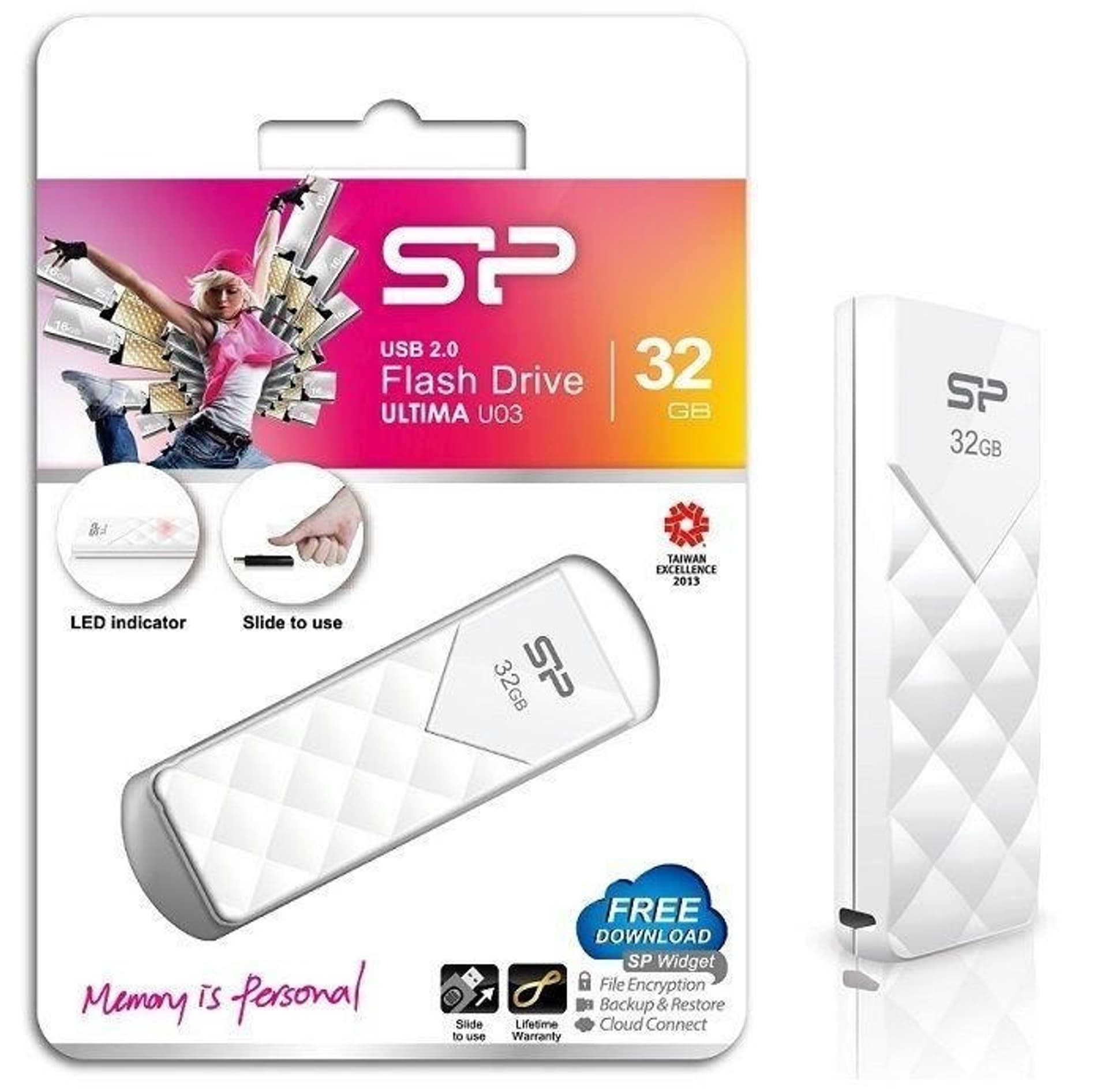 

Silicon Power Ultima U03 32 GB, USB 2.0, biały