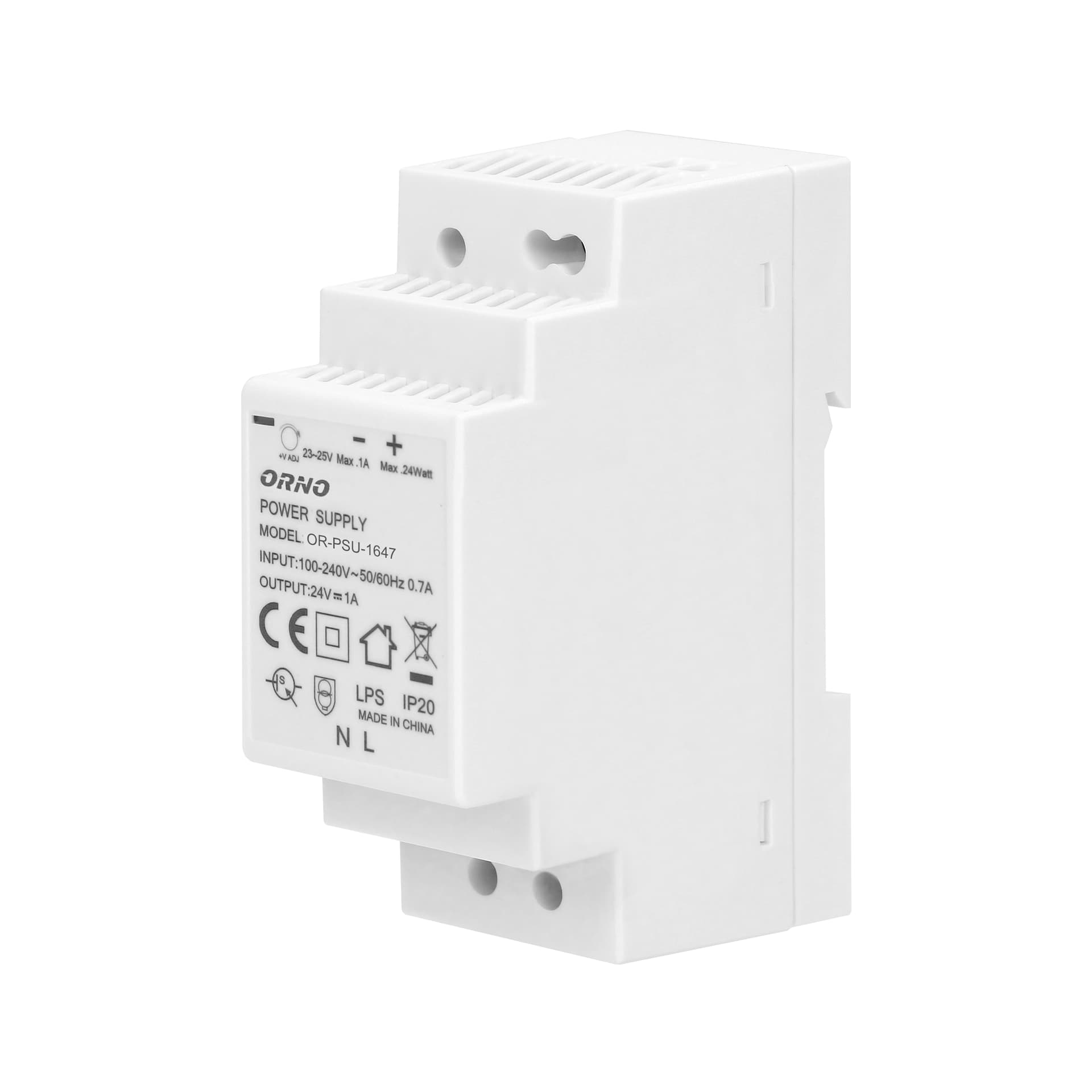 

Zasilacz na szynę DIN 24VDC, 1A, 24W, szerokość 2 moduły