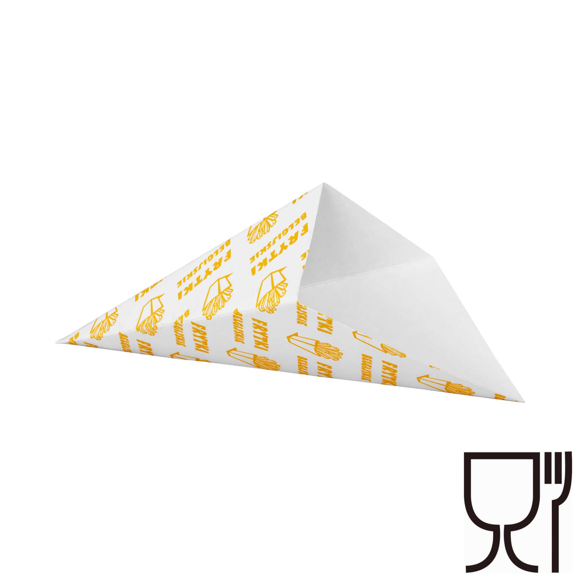 

Opakowanie rożek na frytki belgijskie MAŁY 14.5x24.5cm poj. 200g 100szt.