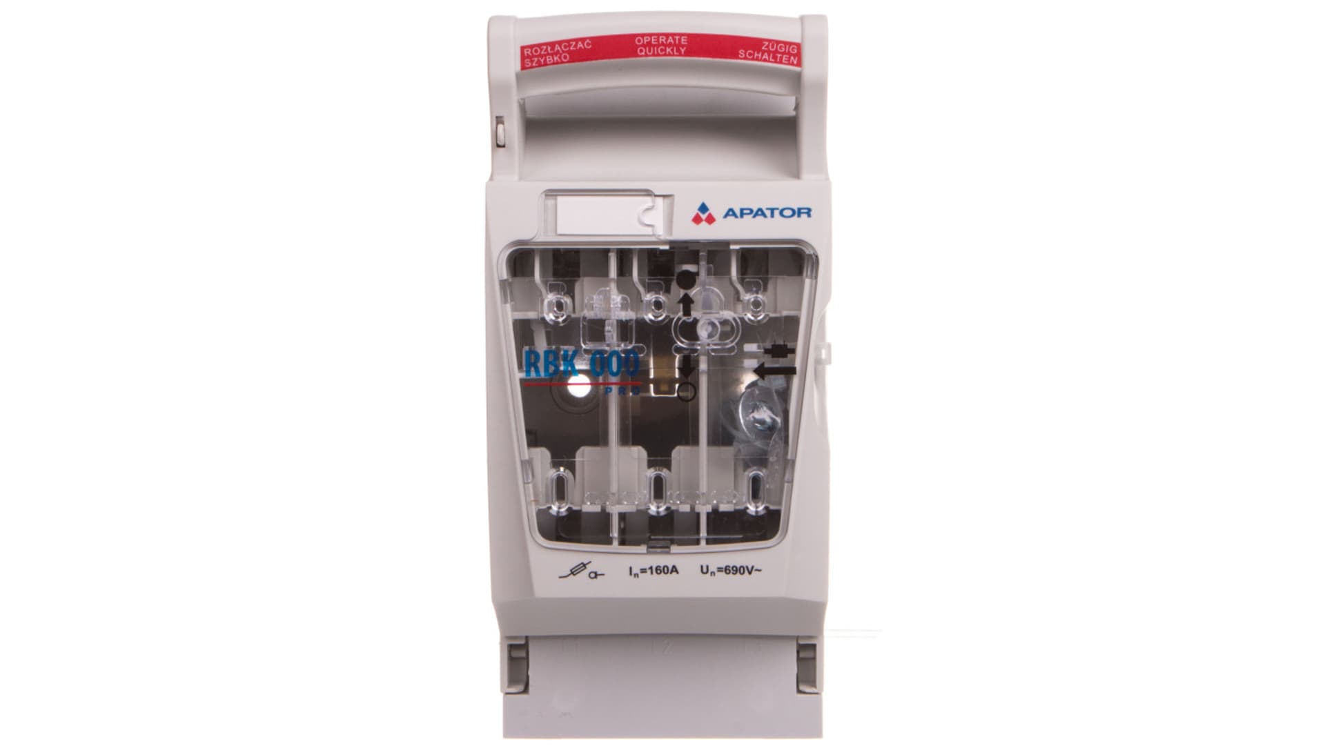 

Rozłącznik izolacyjny bezpiecznikowy 100A RBK 000-W-M pro /zaciski śrubowe M8 do 70mm2/ 63-823191-081