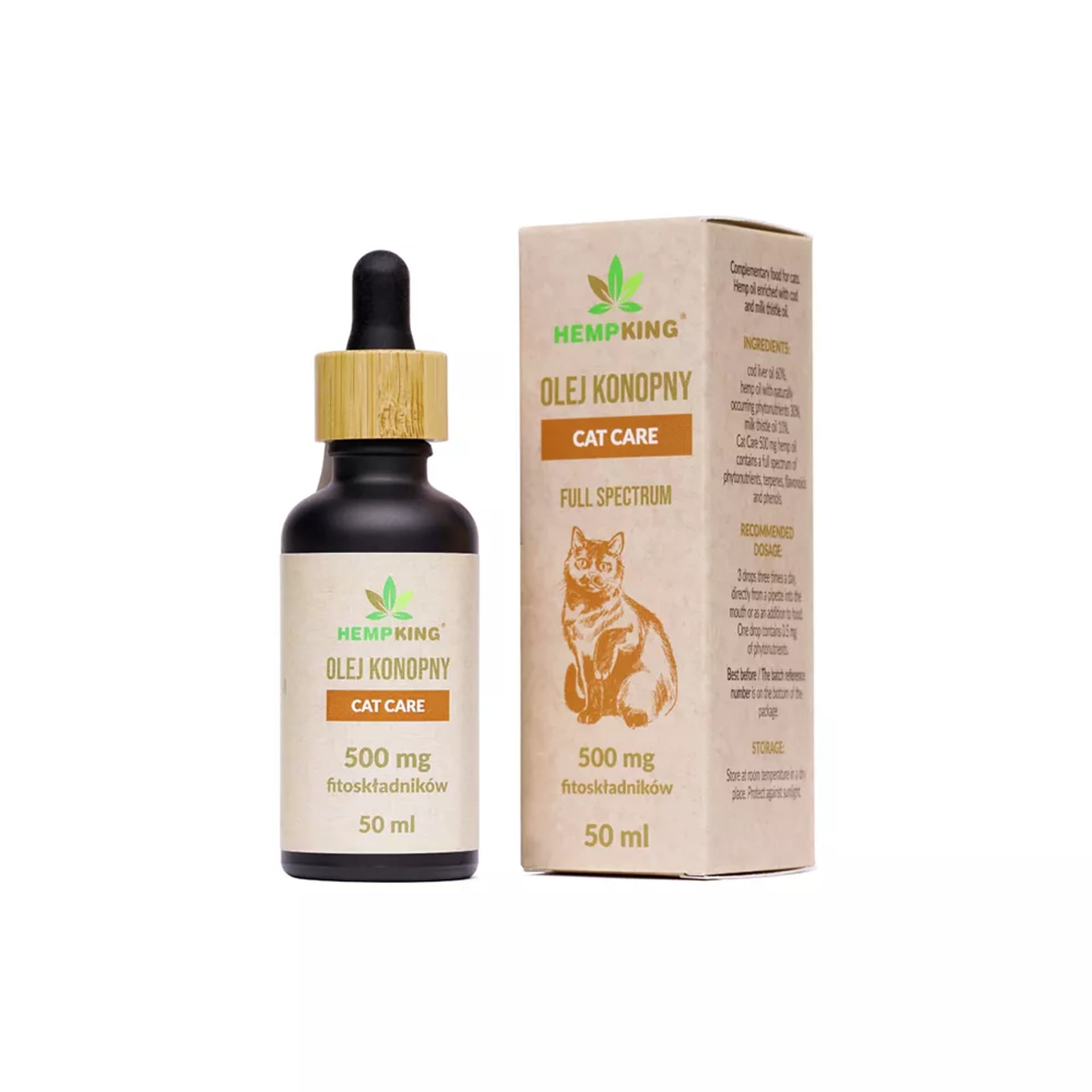 

HEMPKING Olej konopny wzbogacony olejem z dorsza i ostropestu CAT CARE 500mg fitoskładników 50ml