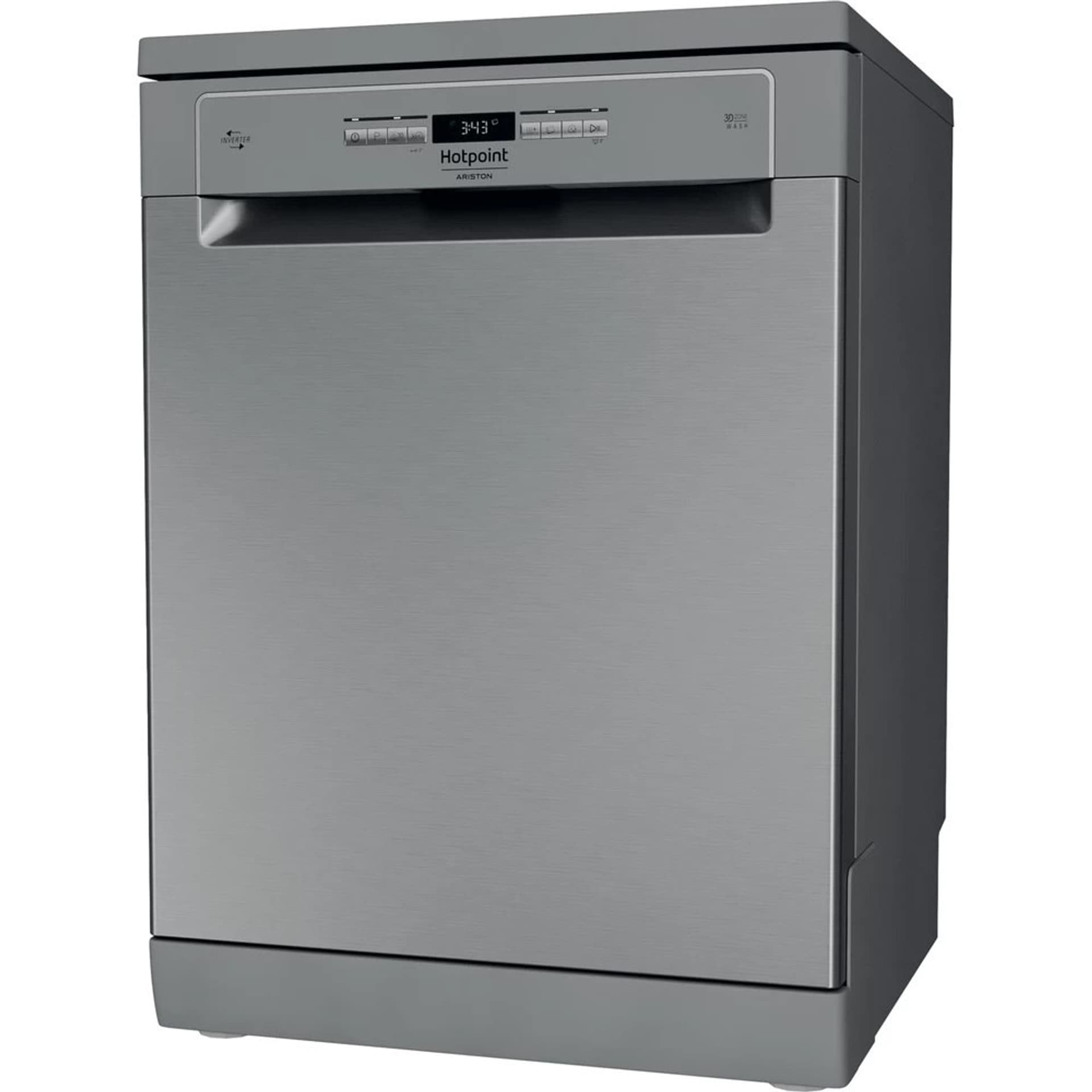 

Hotpoint Dishwasher HFO 3T241 WFG X Free standing, Width 60 cm, Number of place settings 14, Energy efficiency class C, Display,