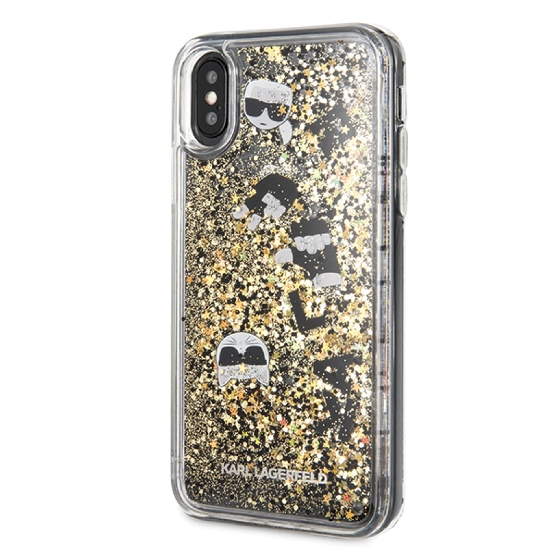 

Karl Lagerfeld KLHCPXROGO iPhone X/Xs czarno-złoty/black & gold hard case Glitter