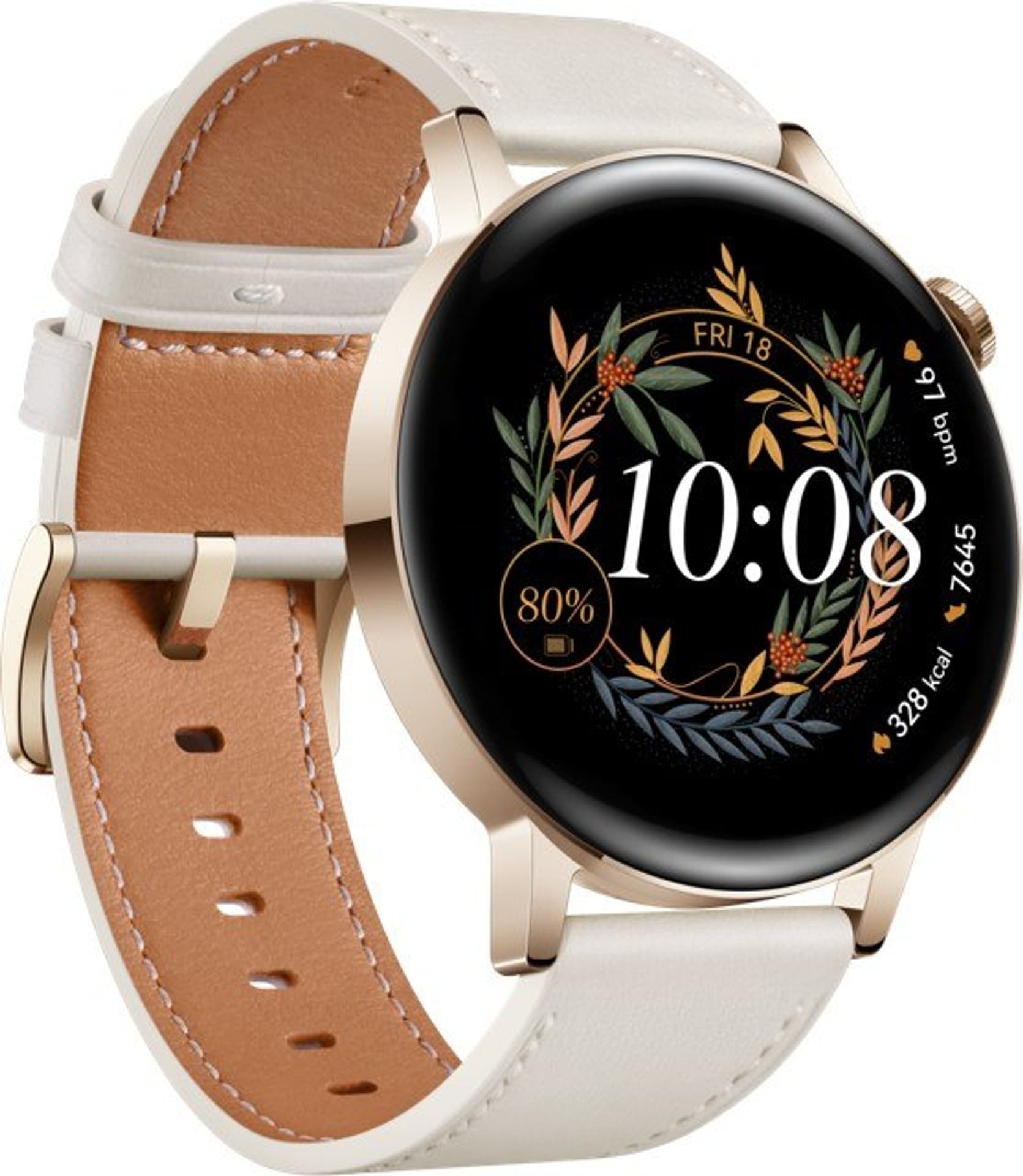 

Huawei GT 3 (42 mm) 1.32, Smart watch, GPS (satellite), AMOLED, Touchscreen, Heart rate monitor, Waterproof, Bluetooth, White L