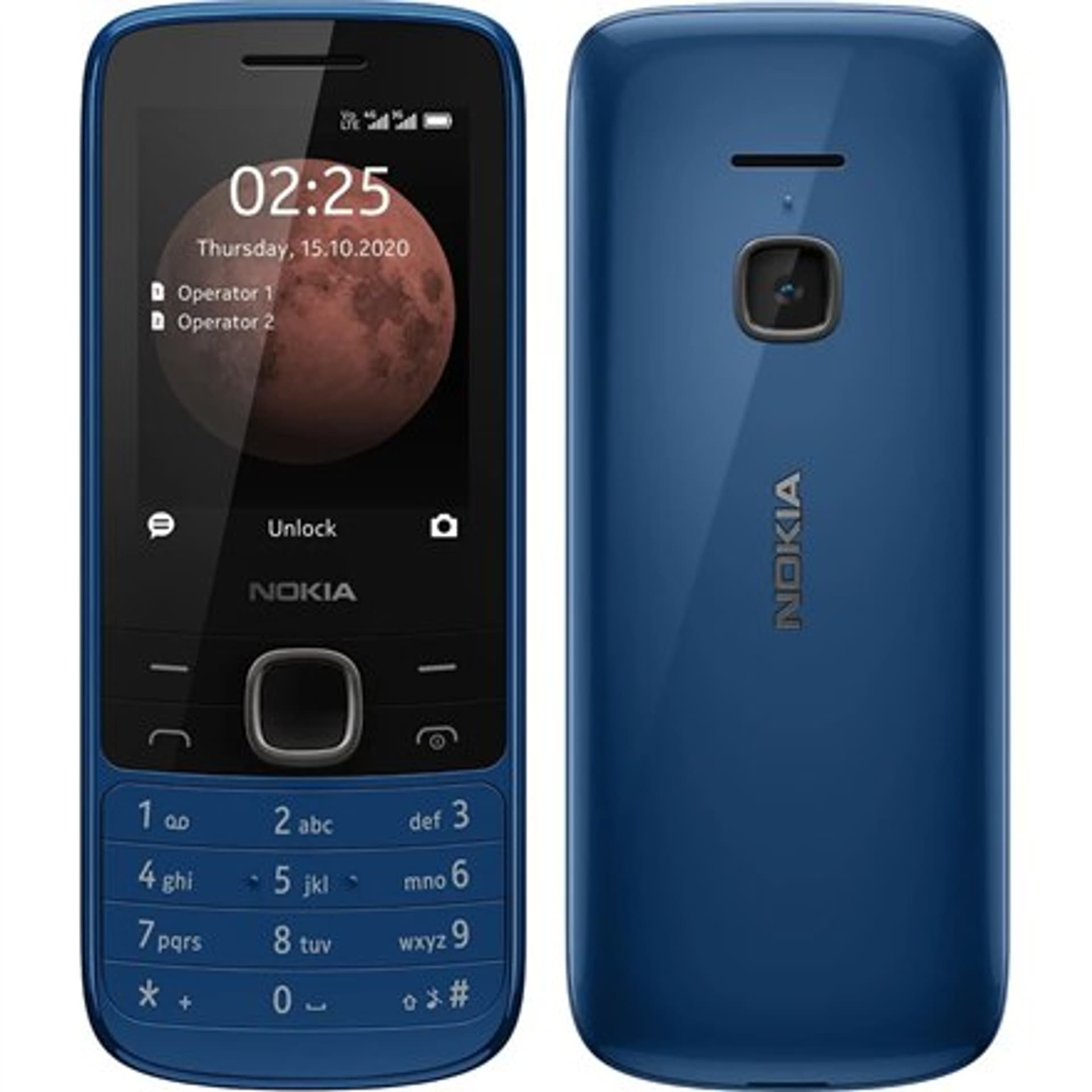 

Nokia 225 4G TA-1316 Niebieski, 2,4 ", TFT, 240 x 320 pikseli, 64 MB, 128 MB, Dual SIM, Nano-SIM, 3G, Bluetooth, 5.0, USB w wers