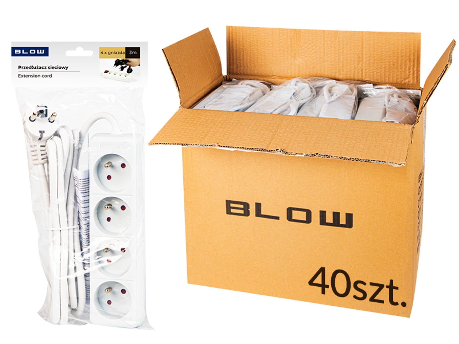 

40 szt. Przedłużacz PR-470P 3m 3x1,5 biały op. (1PH)