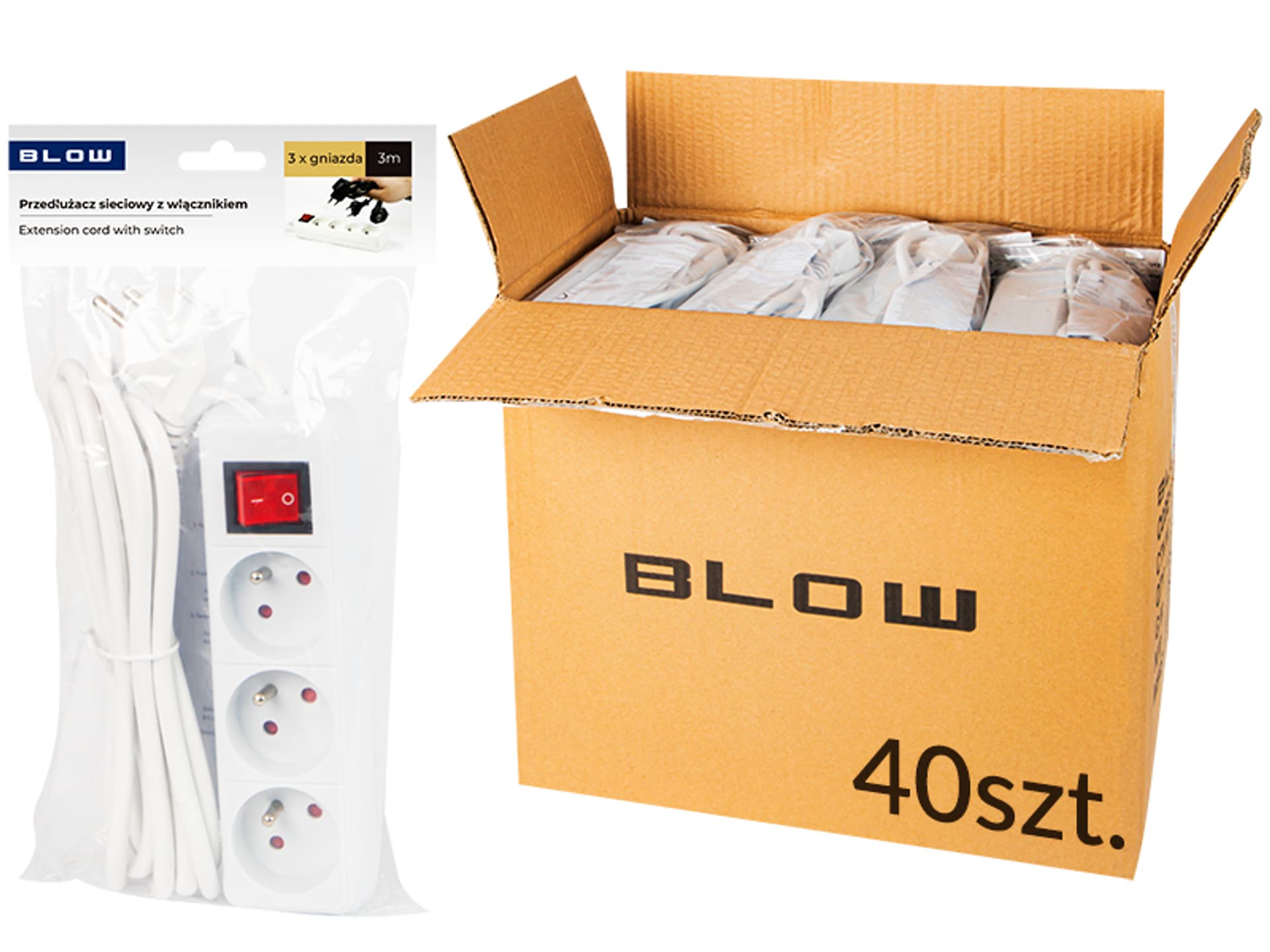 

Przedłużacz PR-370WSP 3m 3x1,5 biały o