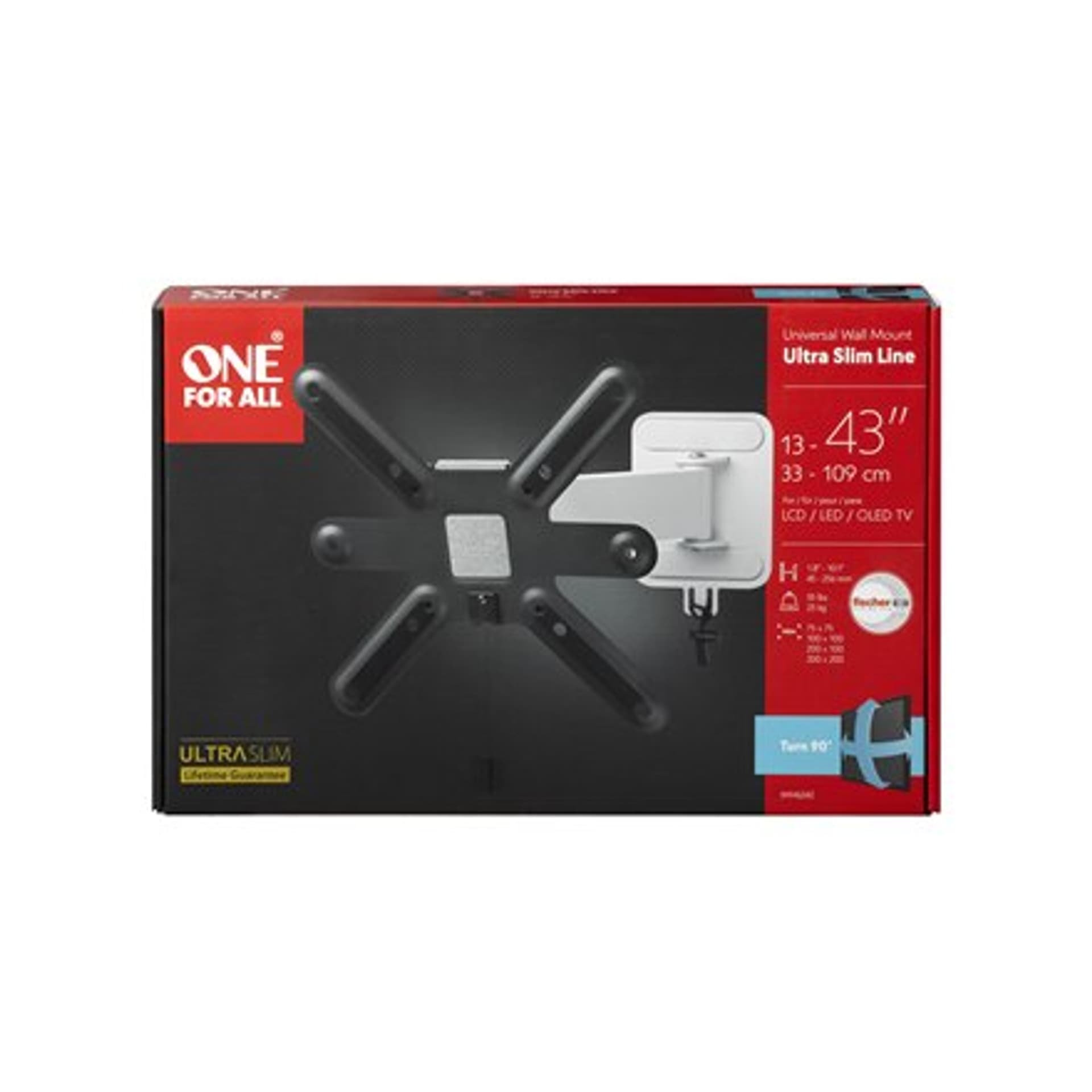 

ONE For ALL Wall Mount, WM 6242, 13-43 ", Turn, Maximum weight (capacity) 25 kg, Capacity) 25 k