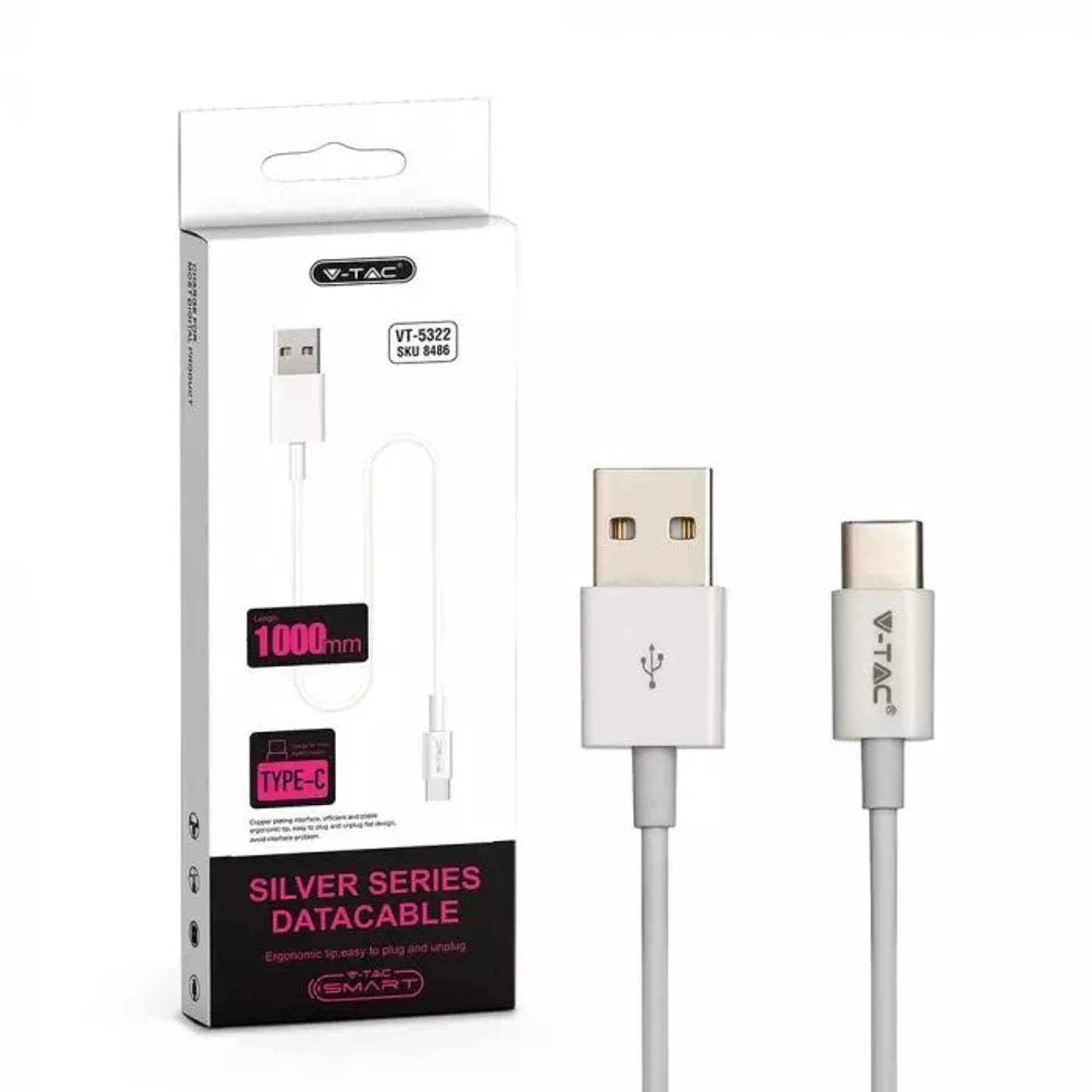 

Kabel USB M - USB Typ-C 1m 1.0A Biały