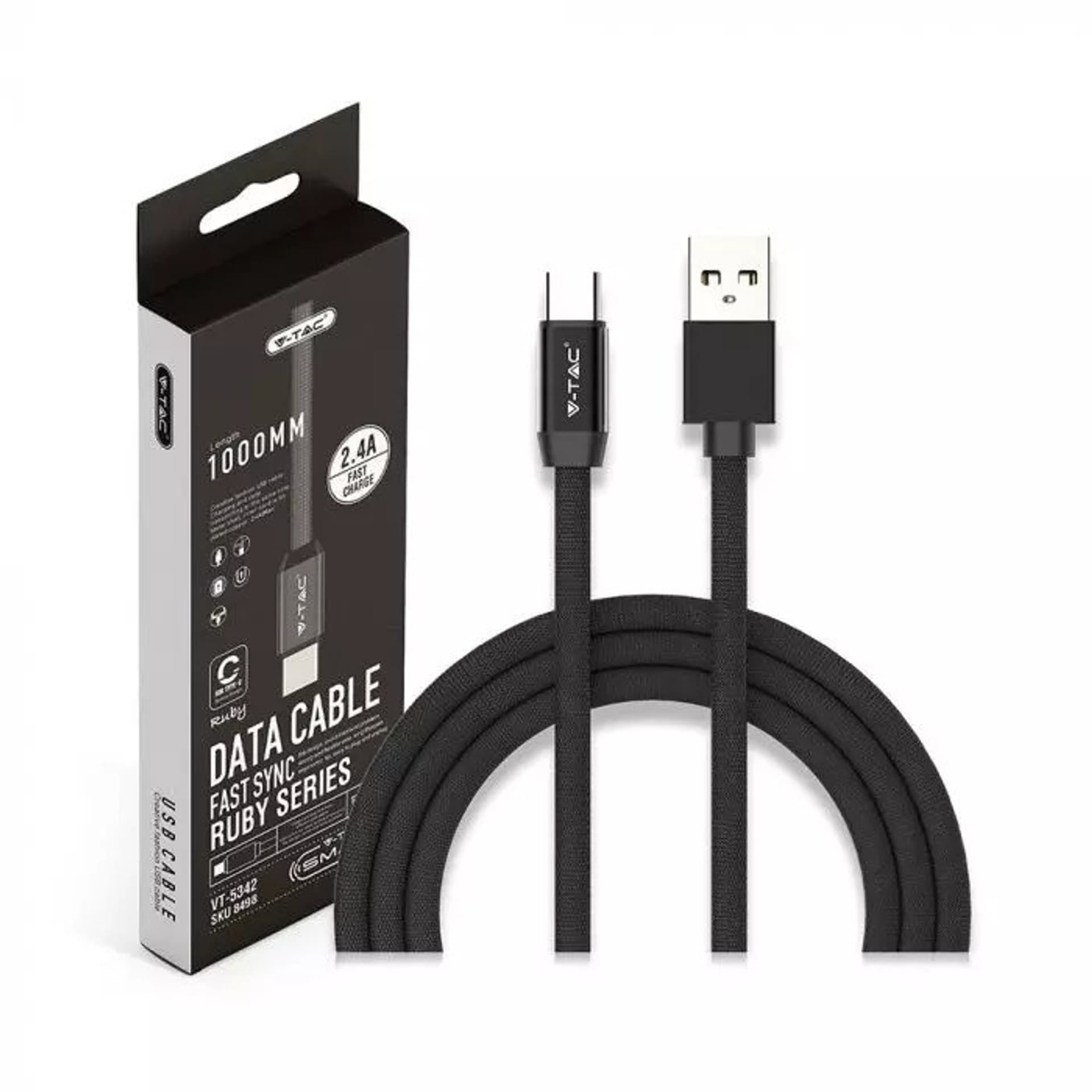 

Kabel USB M - microUSB M 1M 2.4A