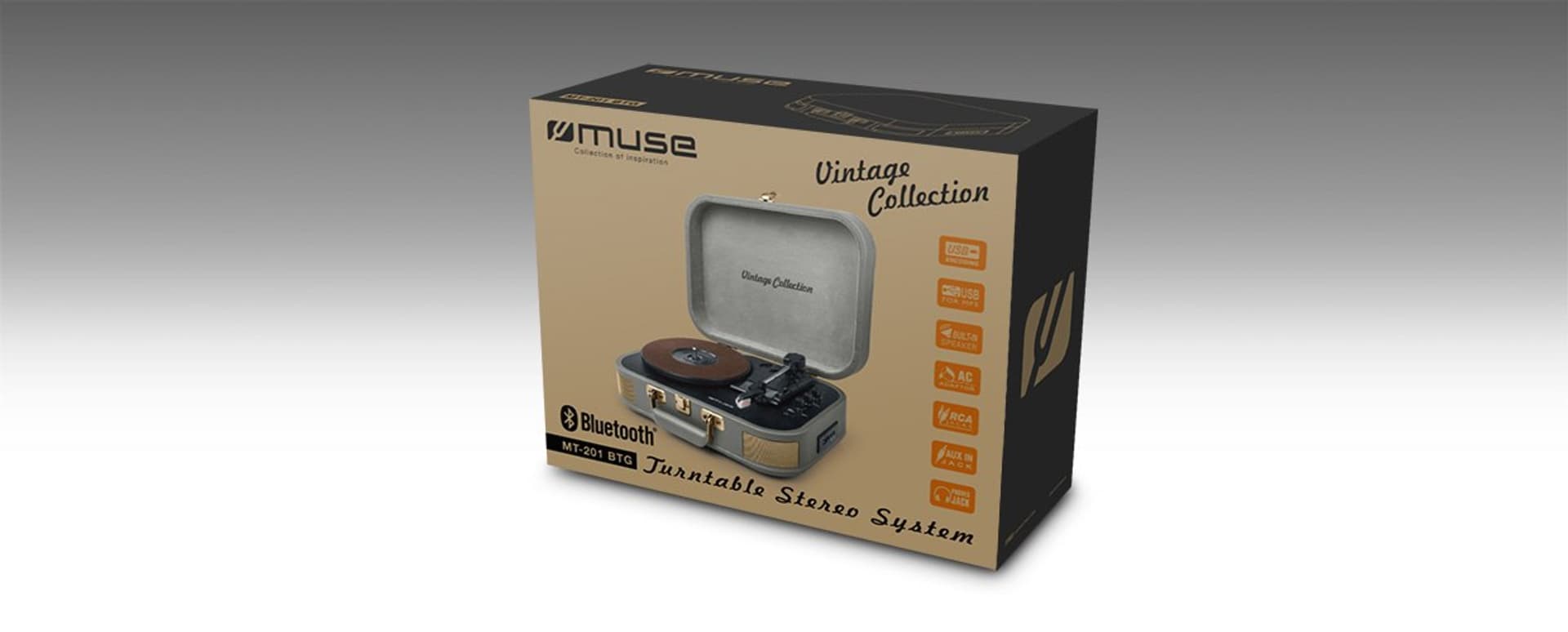 

Muse Turntable Stereo System MT-201 BTG USB port, AUX in, 2x5 W