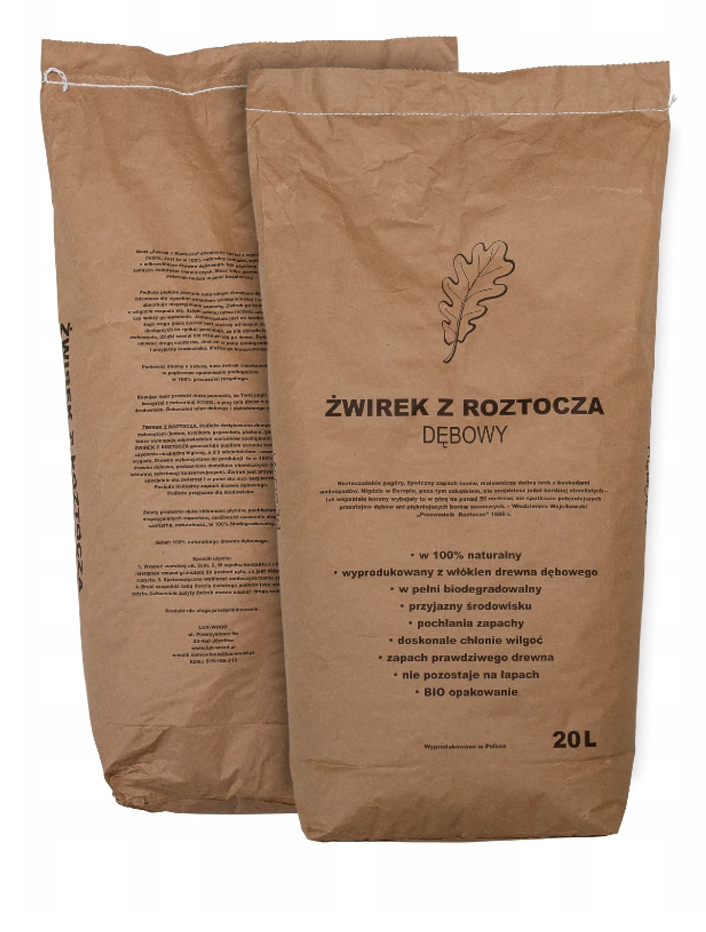 

ŻWIREK Z ROZTOCZA Żwirek dębowy dla kota 20l
