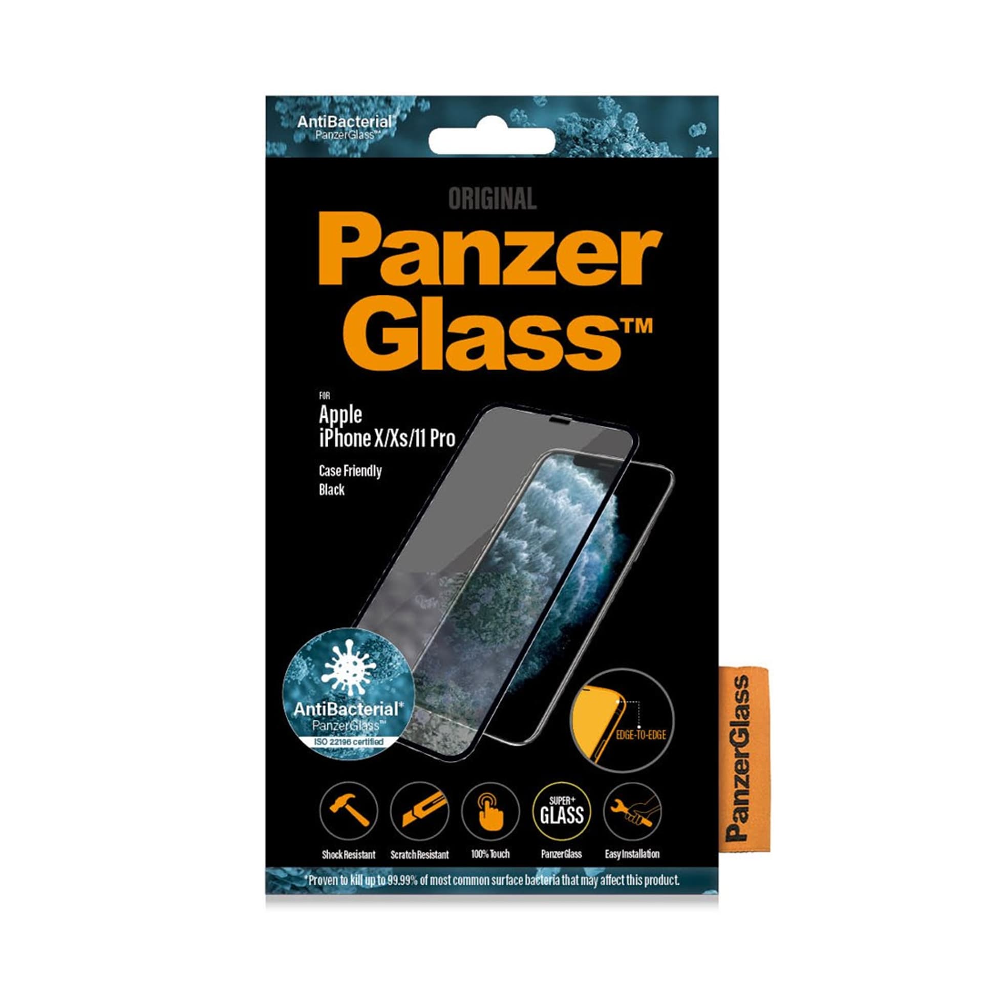 

PANZERGLASS SZKŁO HARTOWANE DO IPHONE X/XS/11 PRO CZARNE DO ETUI