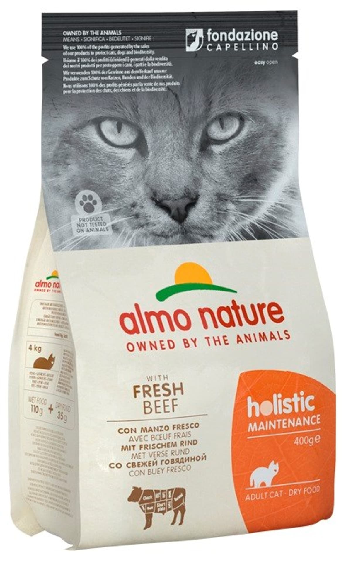 

Almo Nature Adult z wołowiną i ryżem dla kota 400g