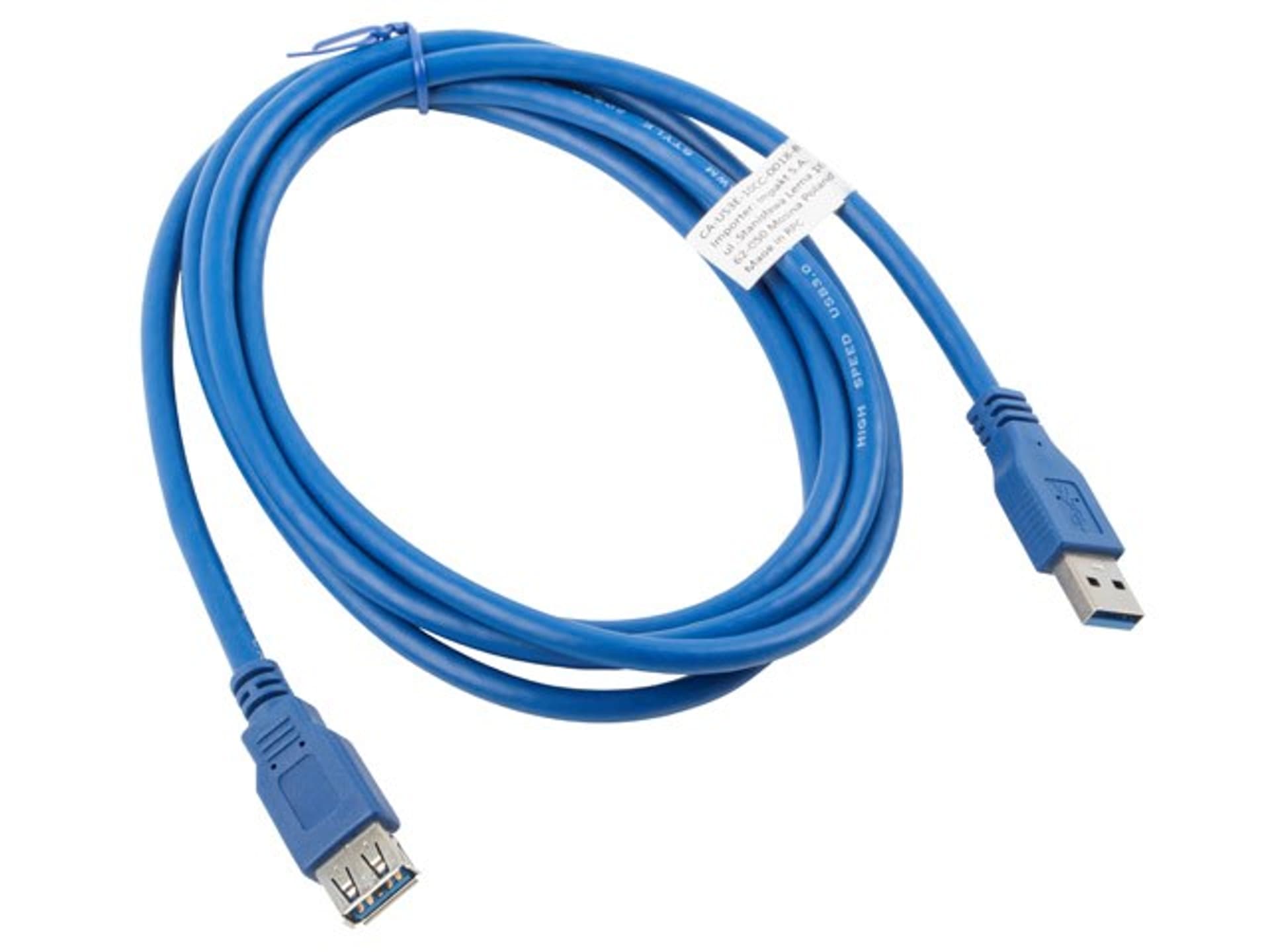 

Kabel Lanberg CA-US3E-10CC-0018-B (USB 3.0 M - USB 3.0 F; 1,8m; kolor niebieski)