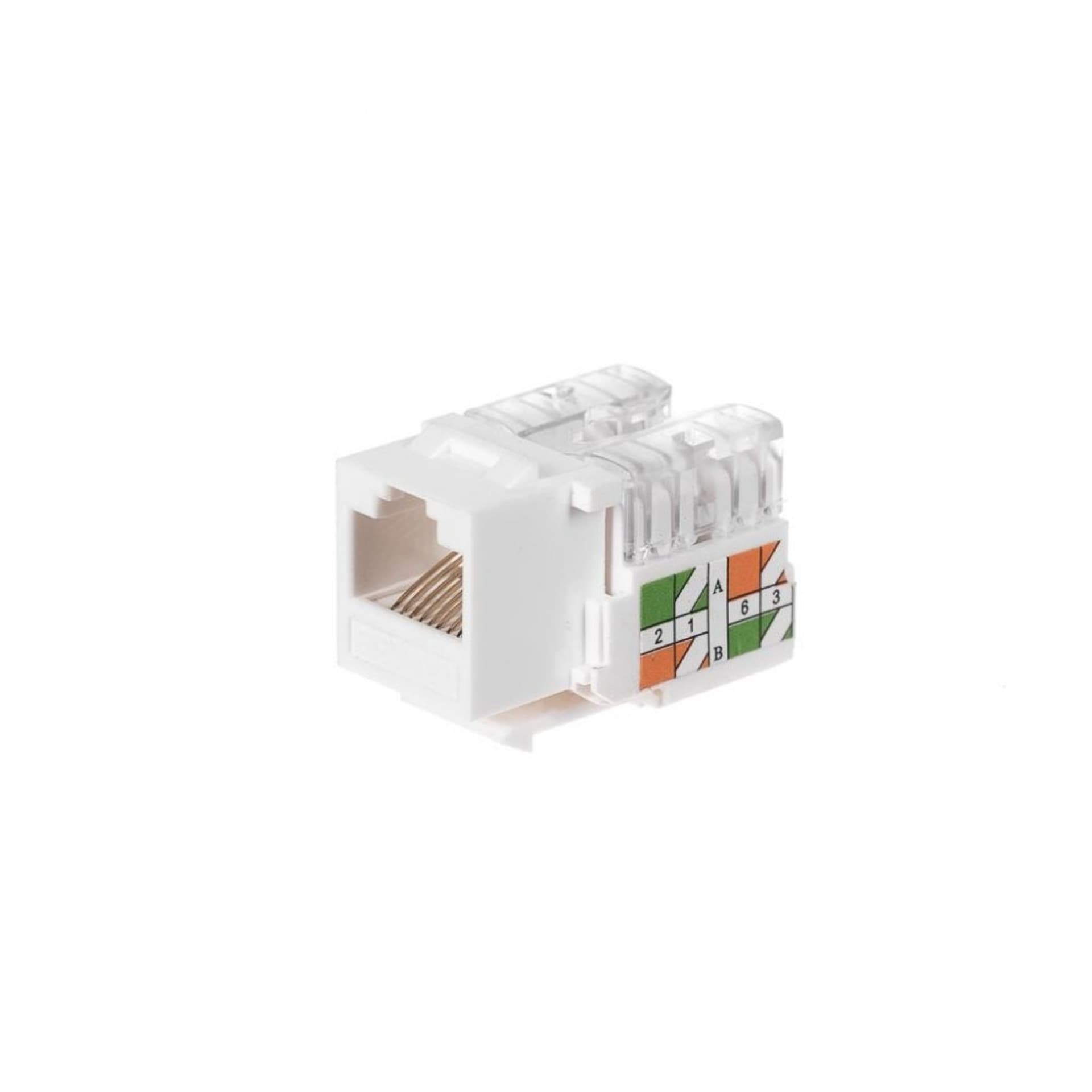 

NETRACK MODUŁ KEYSTONE JACK RJ45 UTP KAT. 5E Z ZACISKIEM, BIAŁY UMOŻLIWIA PODŁĄCZENIE WTYCZEK 8P8C - RJ45, WTYCZEK 4P4C - RJ1
