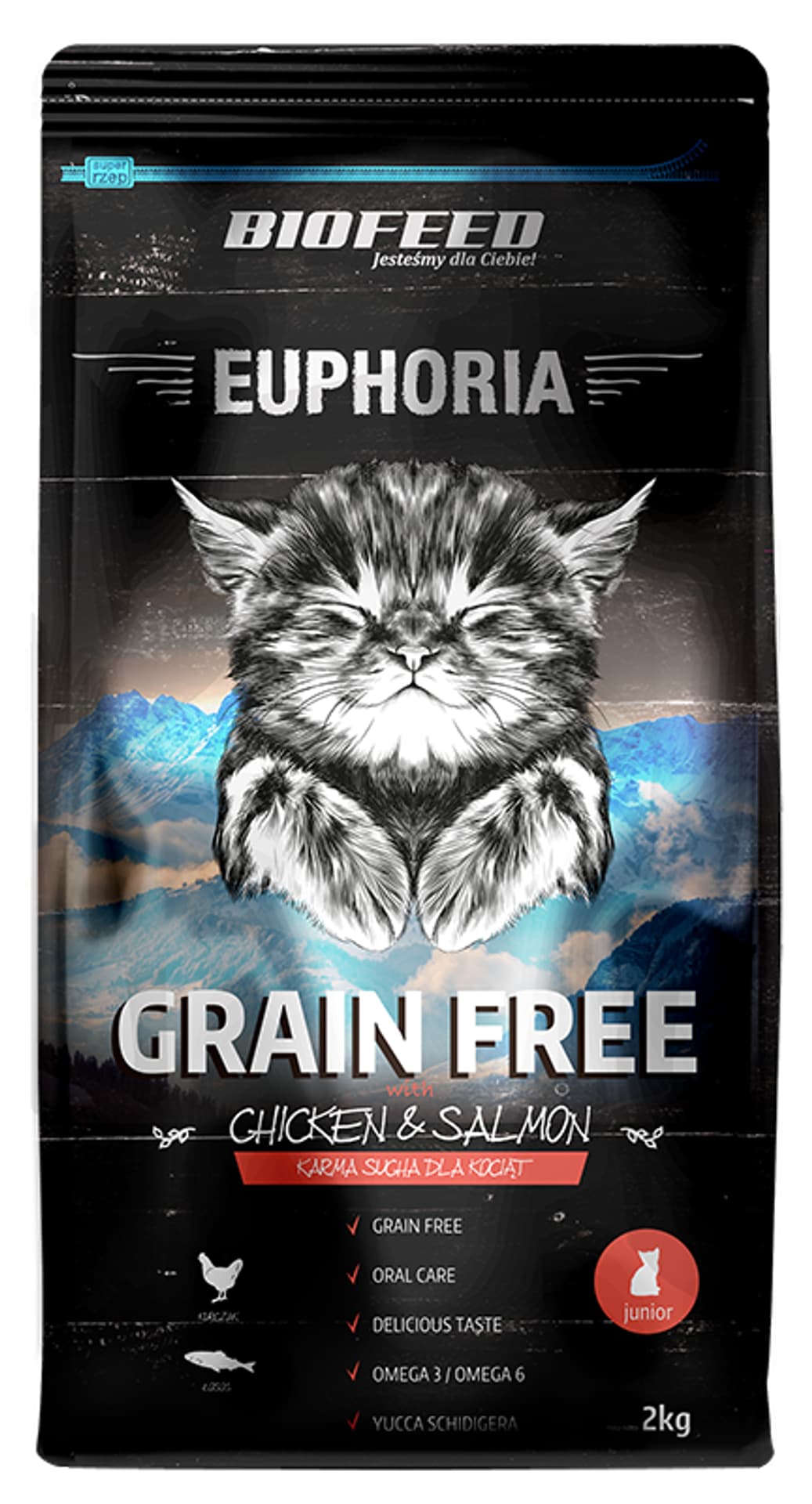 

BIOFEED EUPHORIA JUNIOR CAT Grain Free dla kociąt z kurczakiem i łososiem 2kg