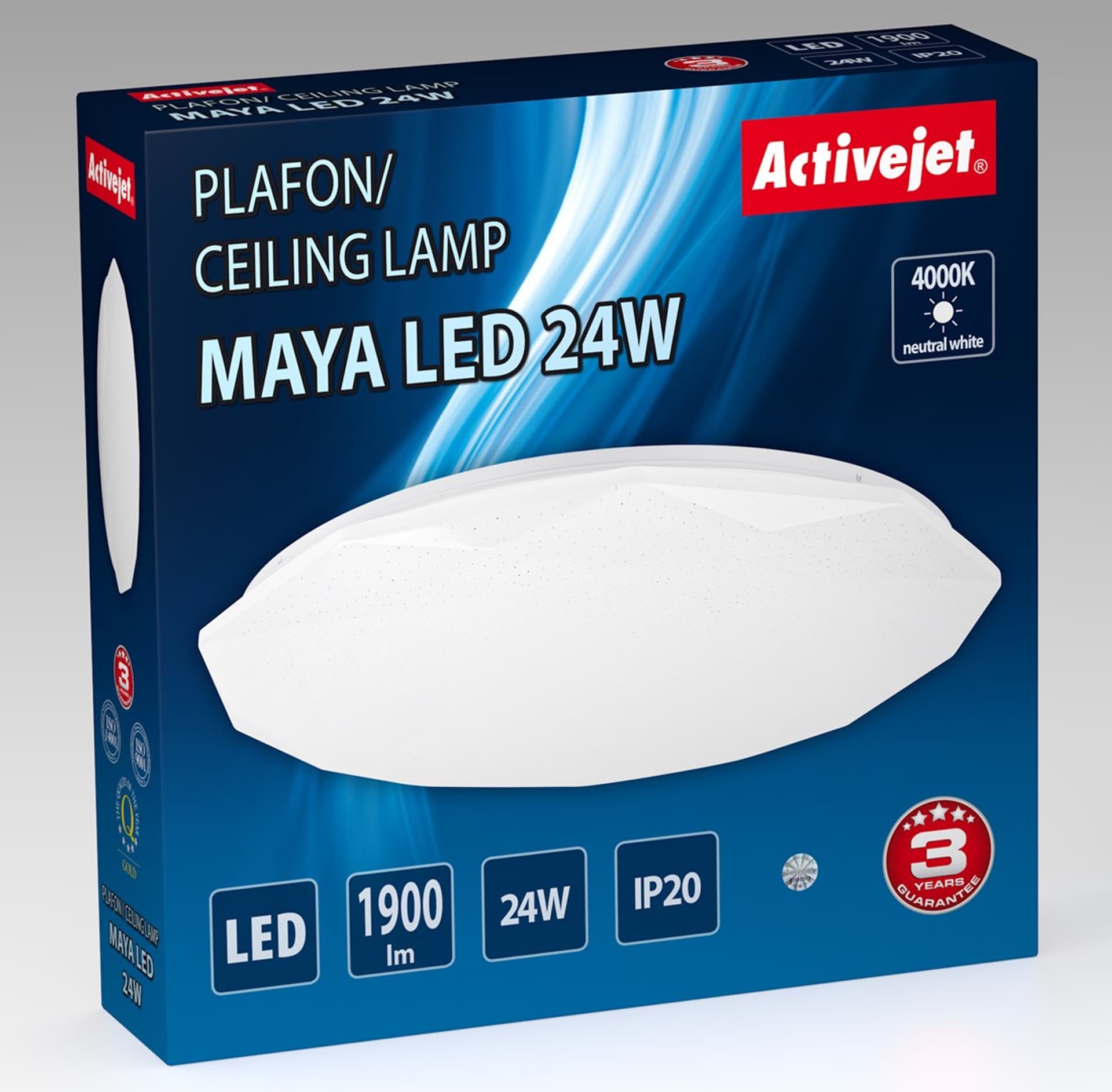 

Nowoczesny plafon sufitowy LED Activejet MAYA 24W