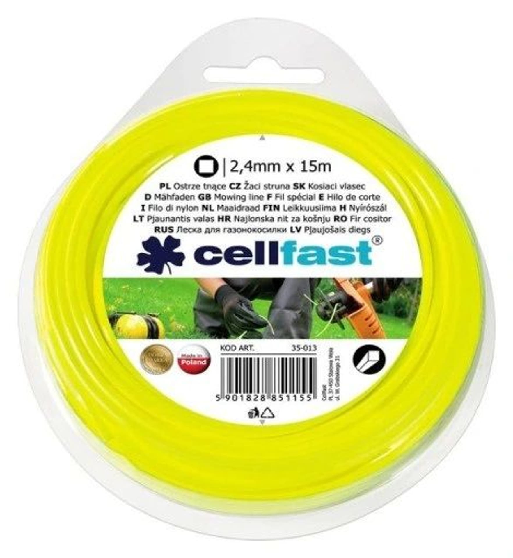 

ŻYŁKA DO WYKASZARKI KWADRAT 2.4MM 15M