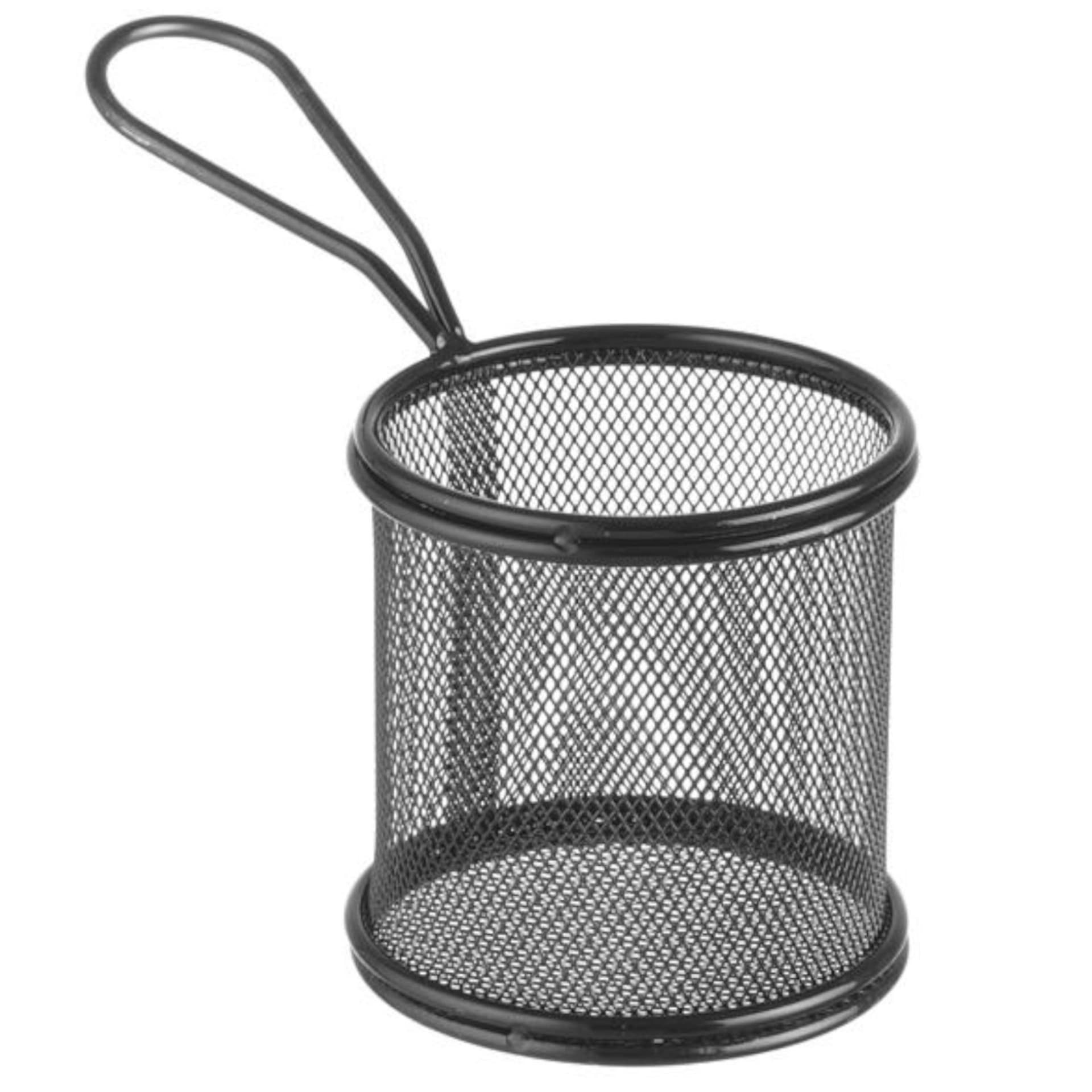 

Koszyk do serwowania smażonych przekąsek frytek z uchwytem okrągły 90x90x90 mm - Hendi 425633
