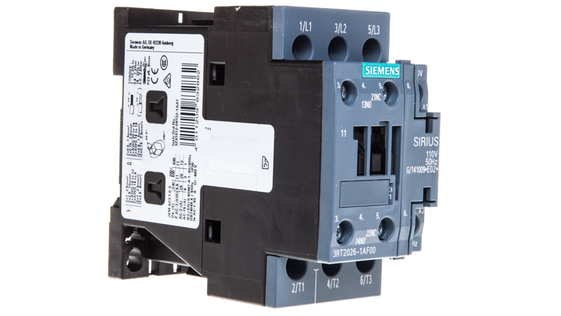 

Stycznik mocy 25A 3P 110V AC 1Z 1R S0 3RT2026-1AF00