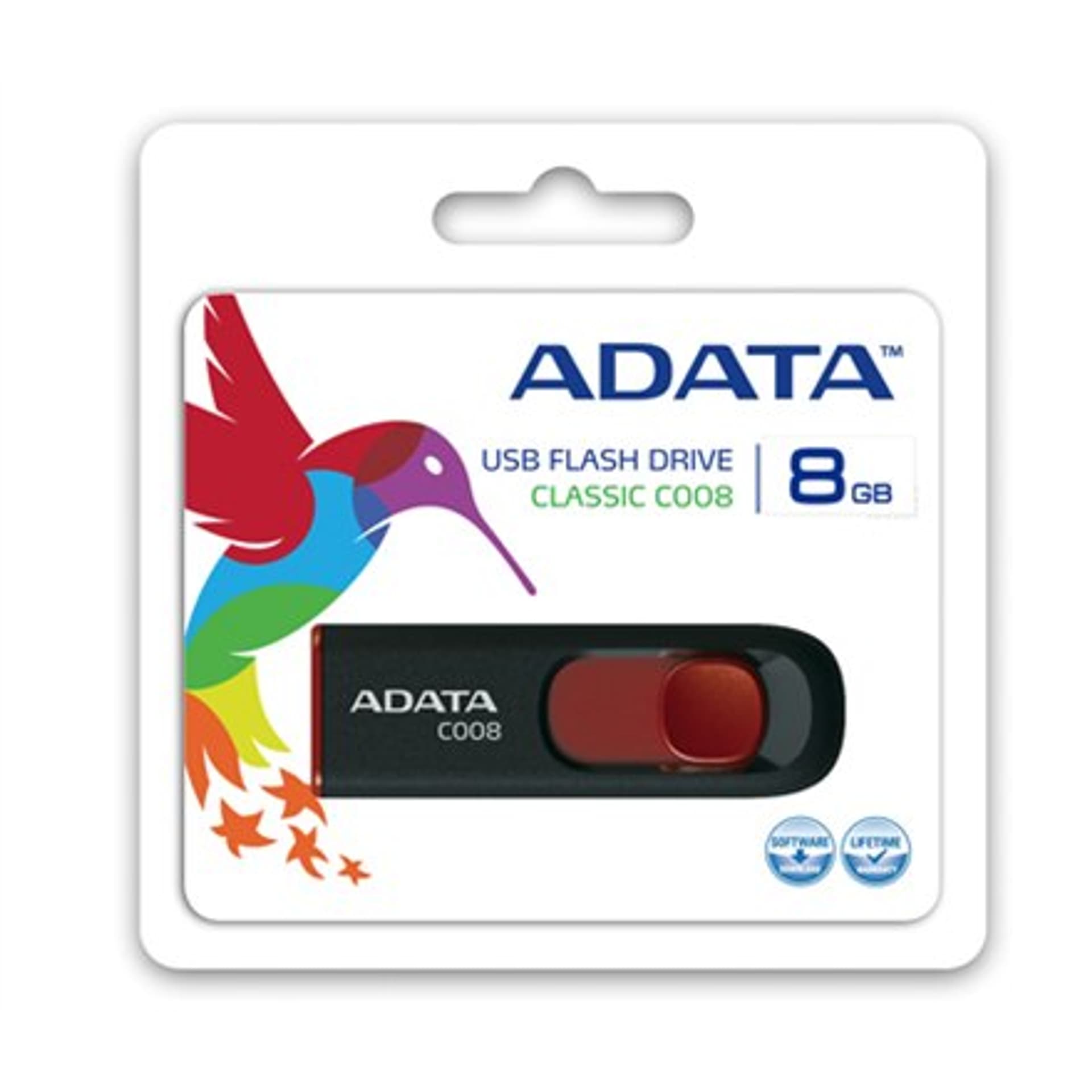 

ADATA C008 8 GB, USB 2.0, czarny/czerwony