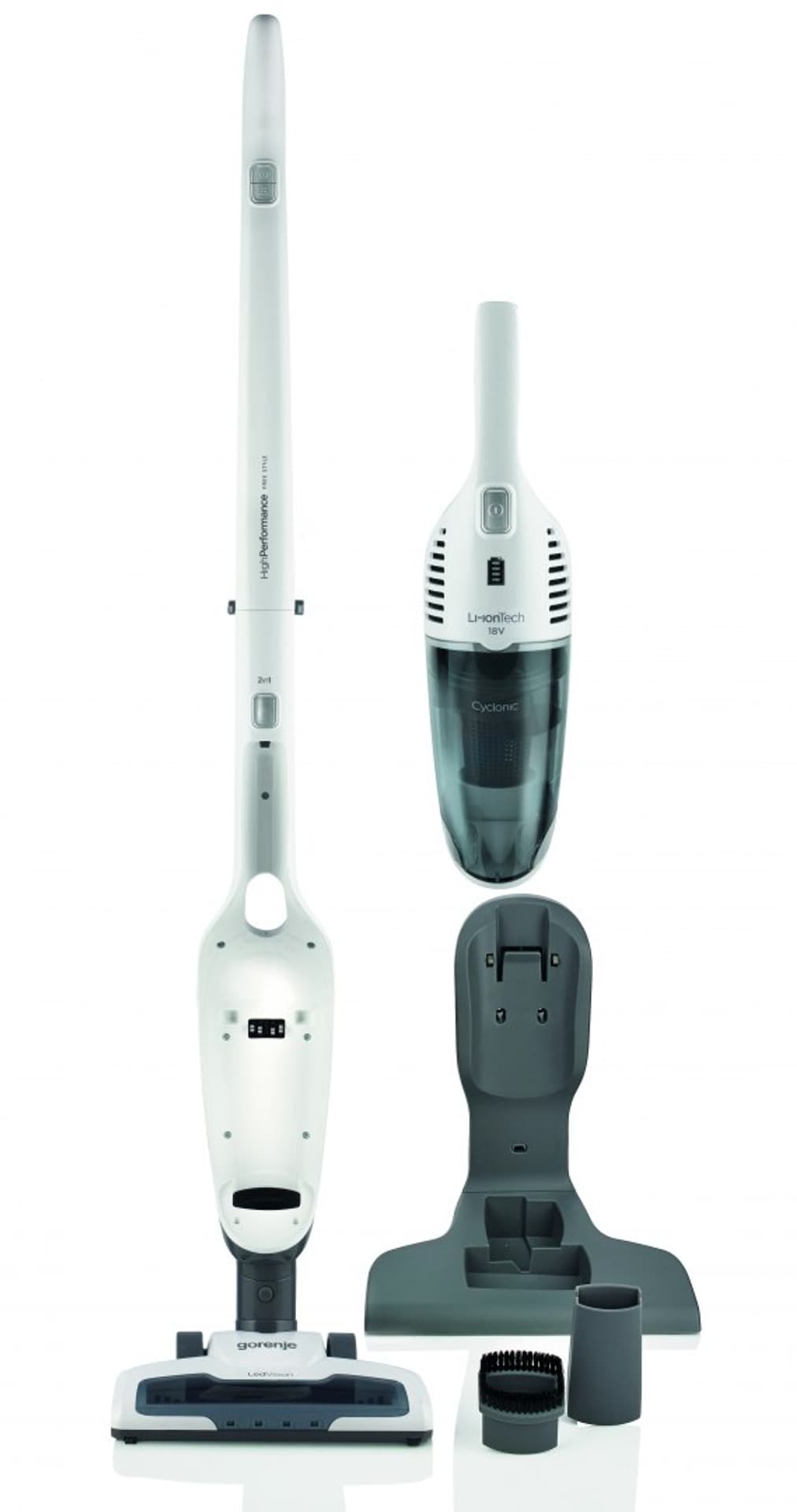 

Gorenje Vacuum cleaner SVC180FW Cordless operating, Handstick and Handheld, 18 V, Operating time (max) 50 min, White, Warranty 2