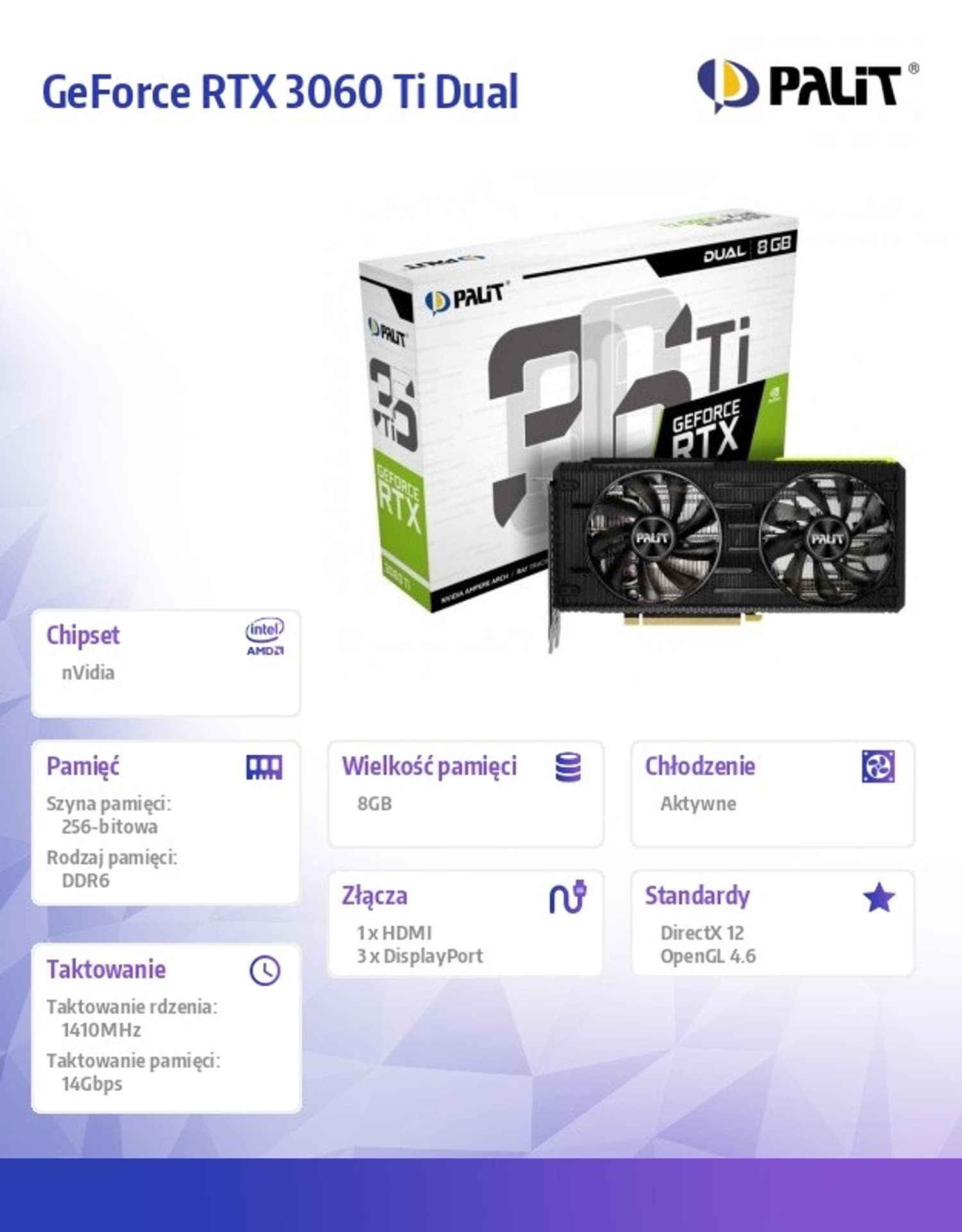 

Karta graficzna GeForce RTX 3060 Ti NE6306T019P2-190AD LHR