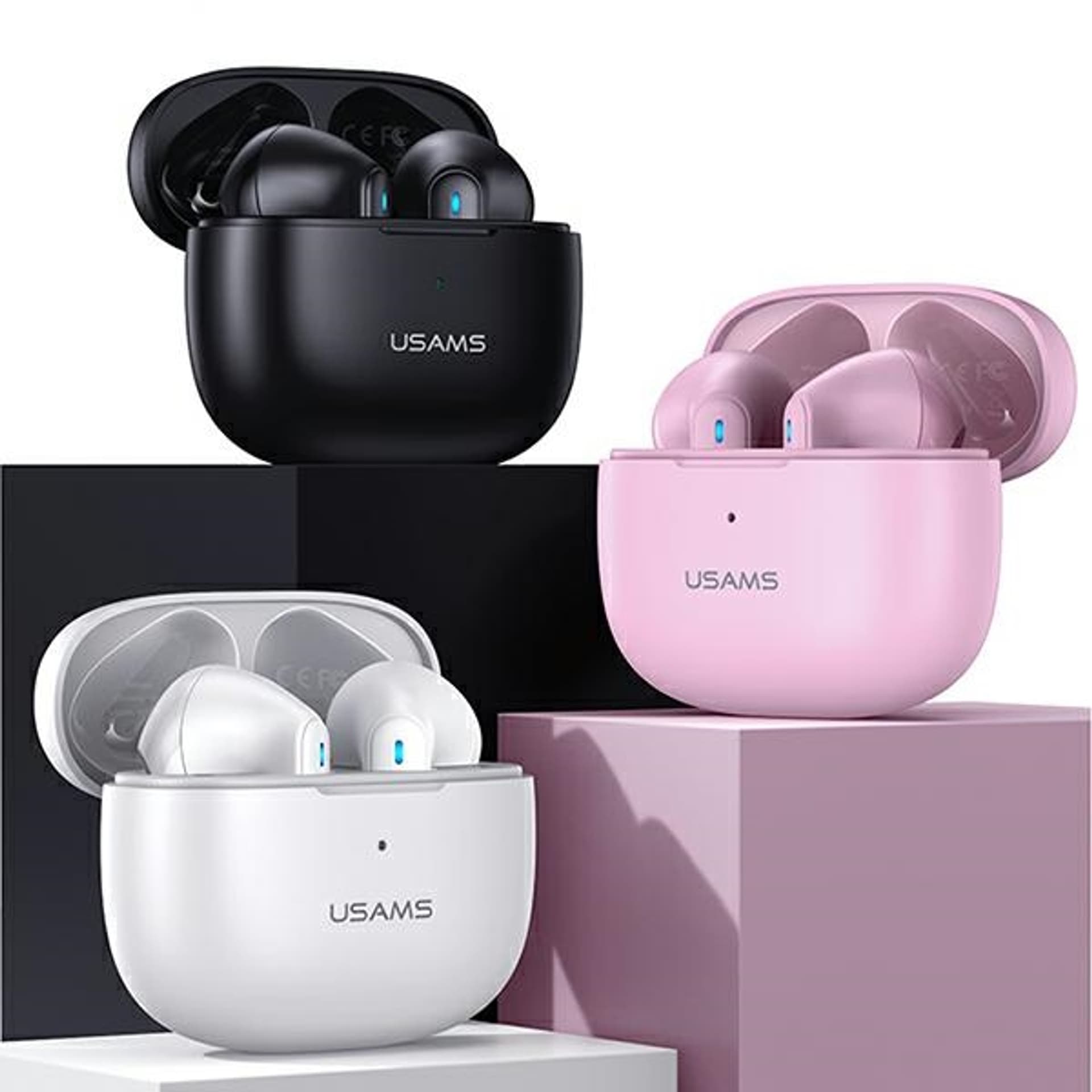 

USAMS Słuchawki Bluetooth 5.2 TWS NX10 Series Dual mic bezprzewodowe różowy/pink BHUNX03