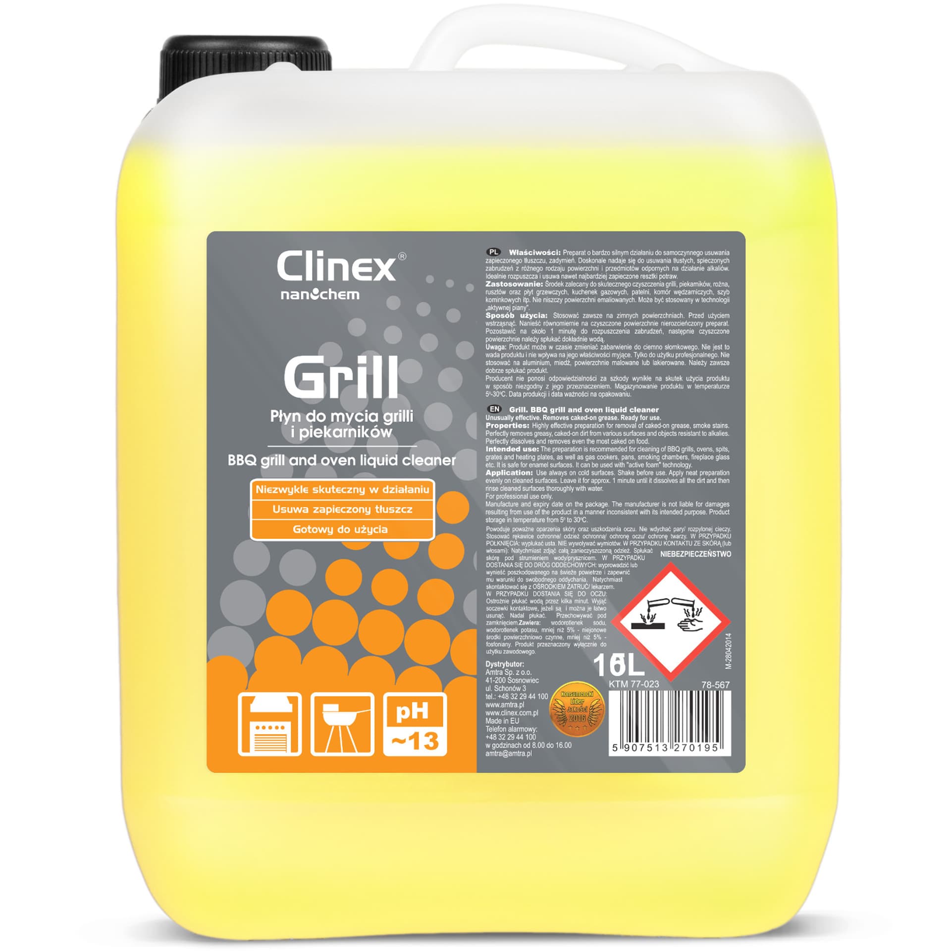 

Skuteczny środek do mycia grilla rożna piekarnika wędzarni CLINEX Grill 5L
