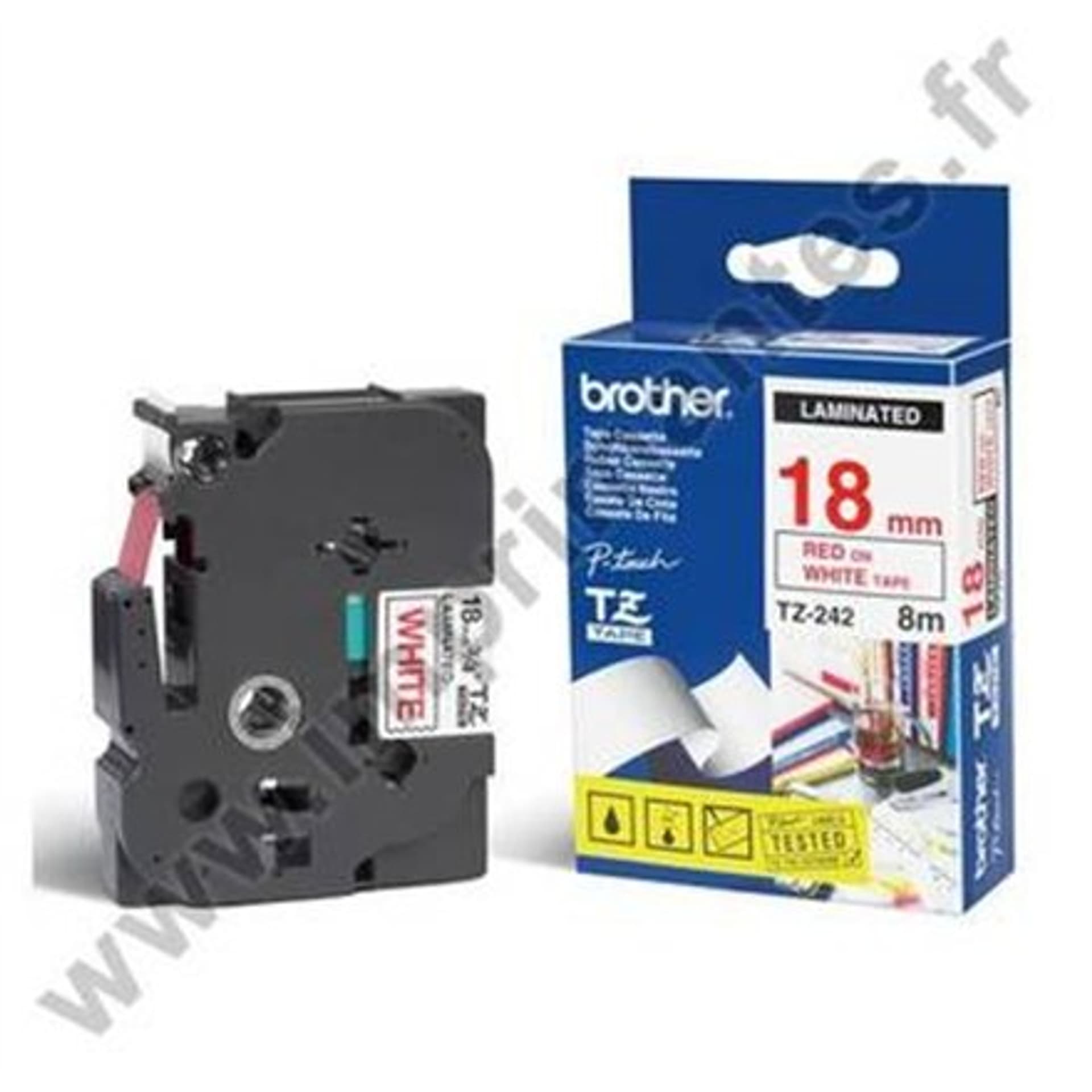 

Brother TZe-242 Laminated Tape Red on White, TZ, 8 m, 1.8 cm