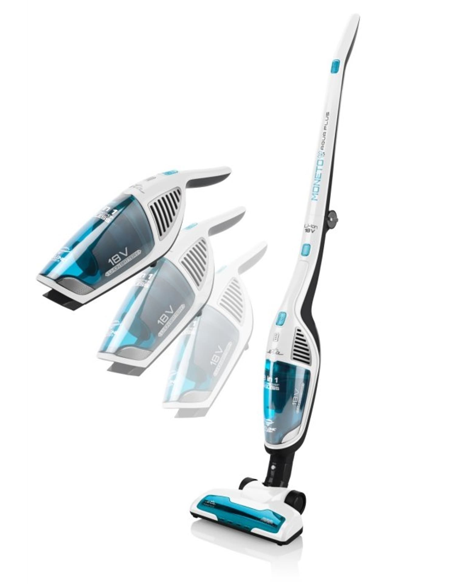 

ETA Vacuum Cleaner Moneto Aqua Plus ETA444990010 Cordless operating, Handstick and Handheld, 18 V, Operating time (max) 50 min,