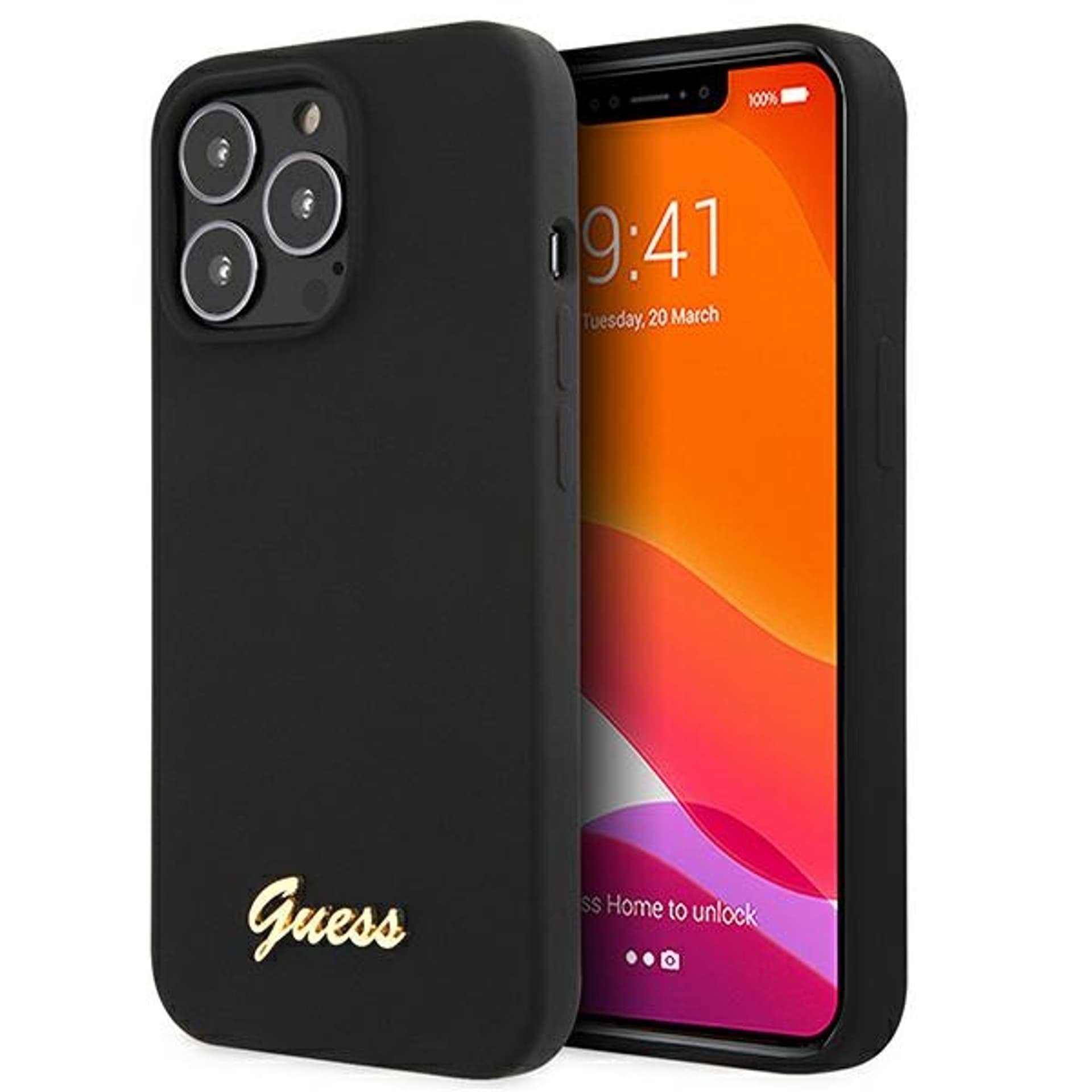 

Guess GUHMP13XLSLMGBK iPhone 13 Pro Max 6,7" black/czarny hardcase Silicone Script Gold Logo MagSafe