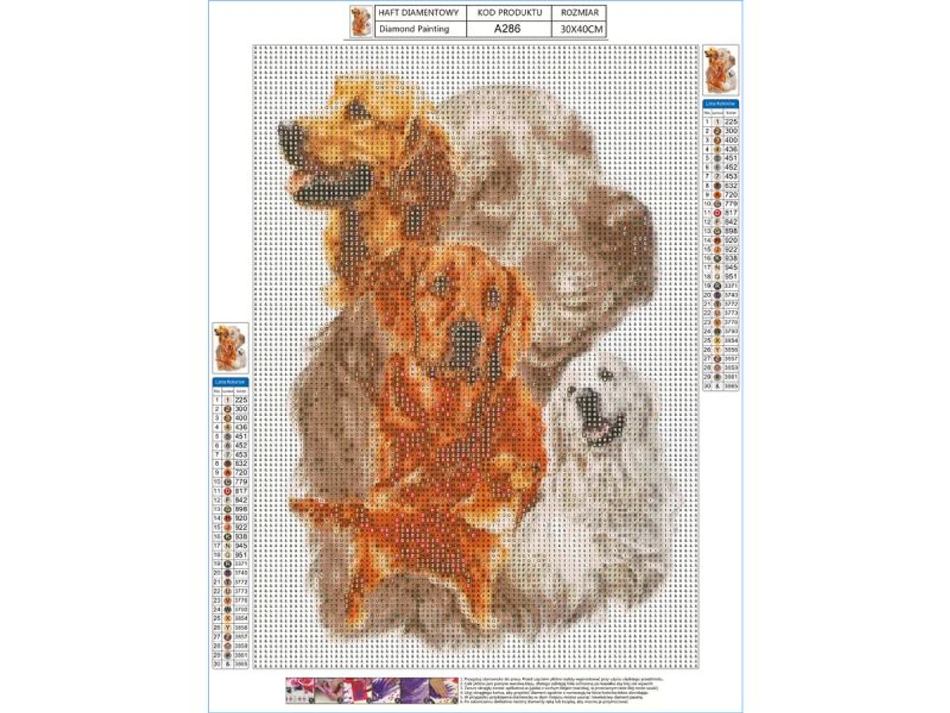 

Haft Diamentowy, Obraz, Mozaika Diamentowa Diamond Painting, PIES - GOLDEN RETRIEVER 30x40cm