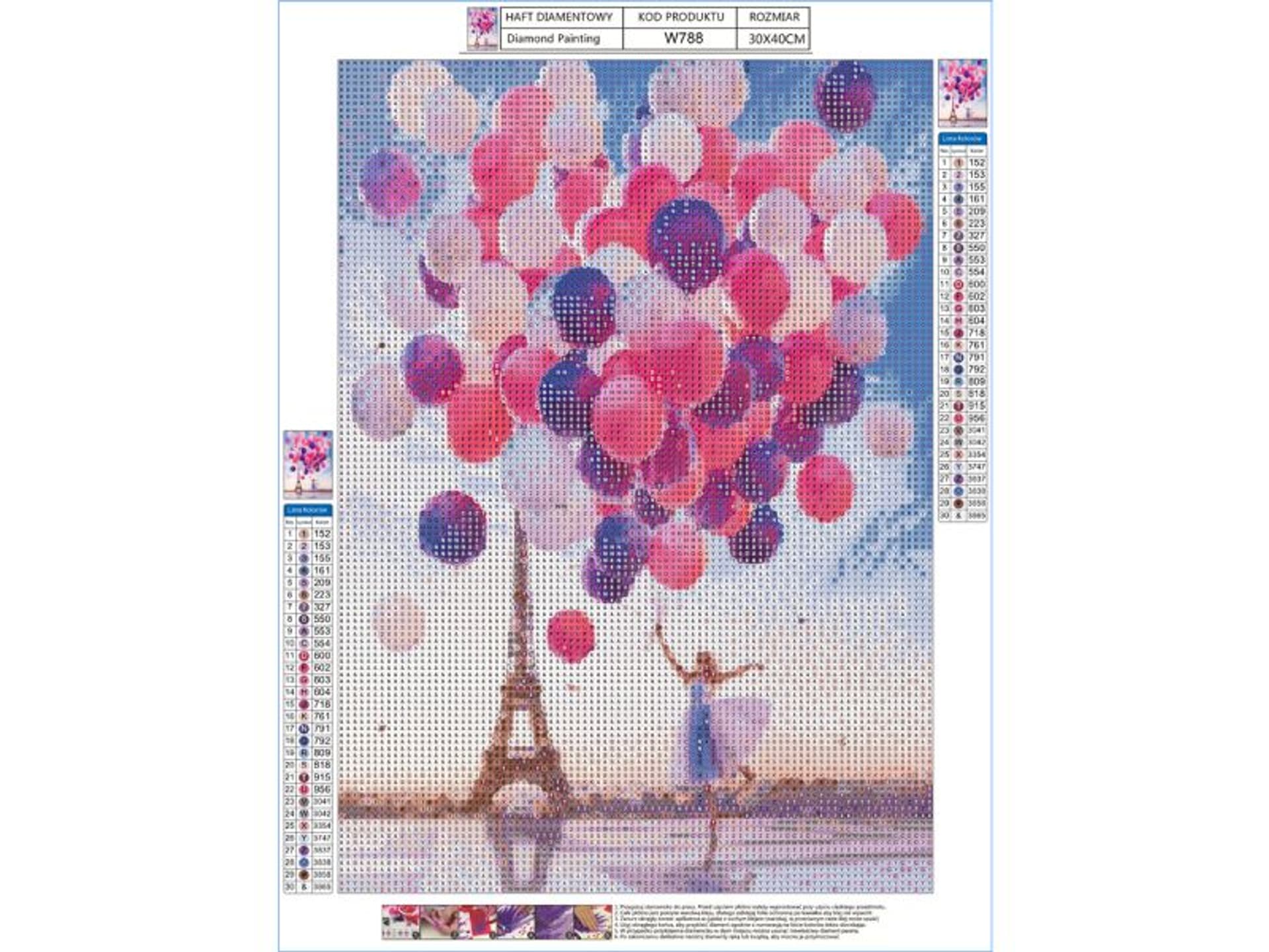 

Haft Diamentowy, Obraz, Mozaika Diamentowa Diamond Painting, KOLOROWE BALONY 30x40cm